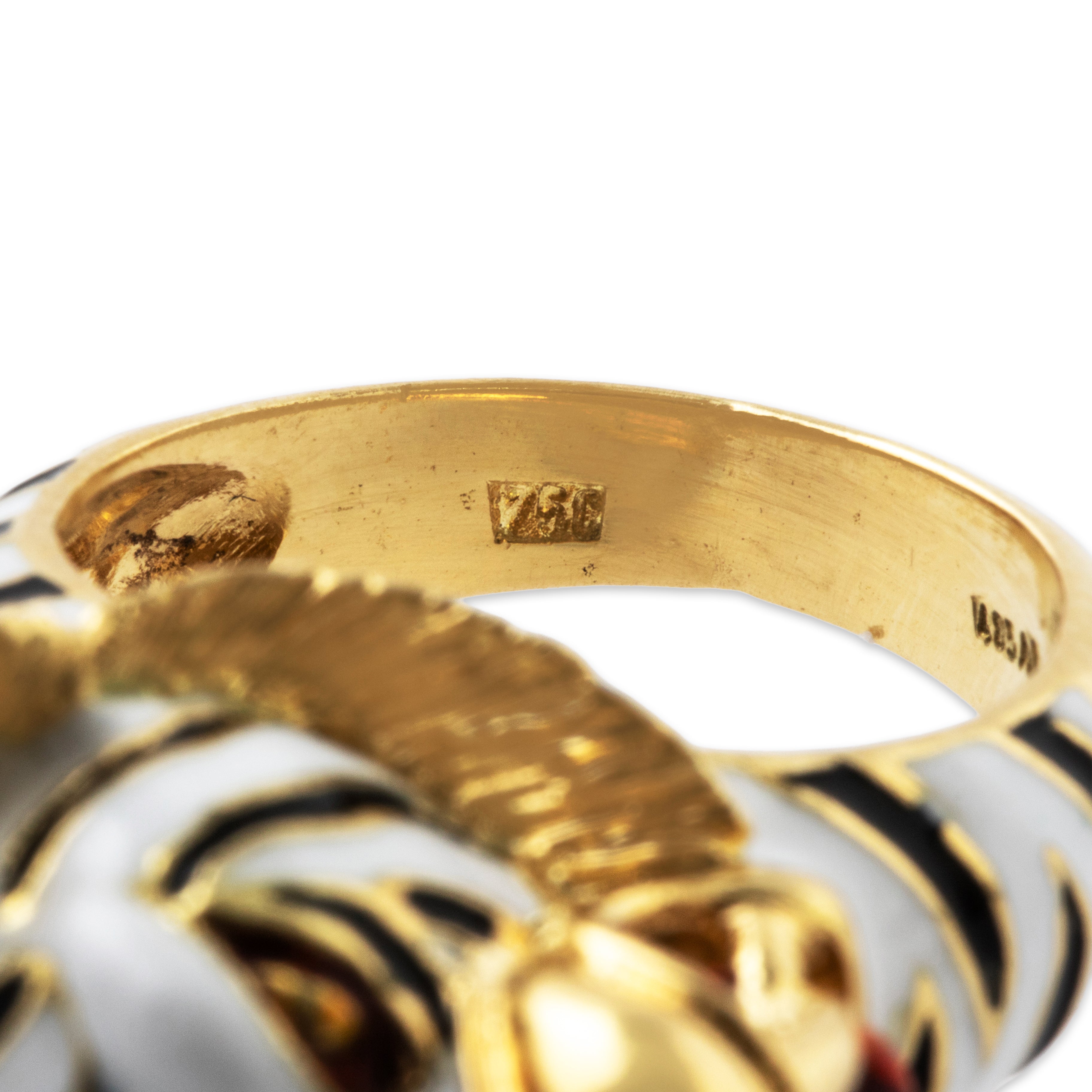 Vintage Heavy 18k Yellow Gold Enamel Fabulous Figural Tiger Ring 5.00、mySite、hinf8tx79