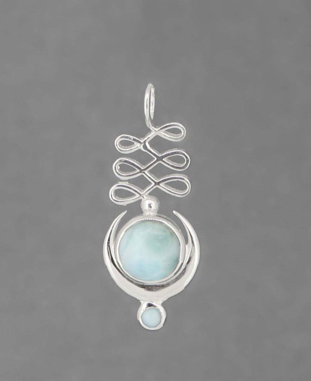 Larimar Sterling Silver Unalome Moon Pendant、mySite、topwebapps