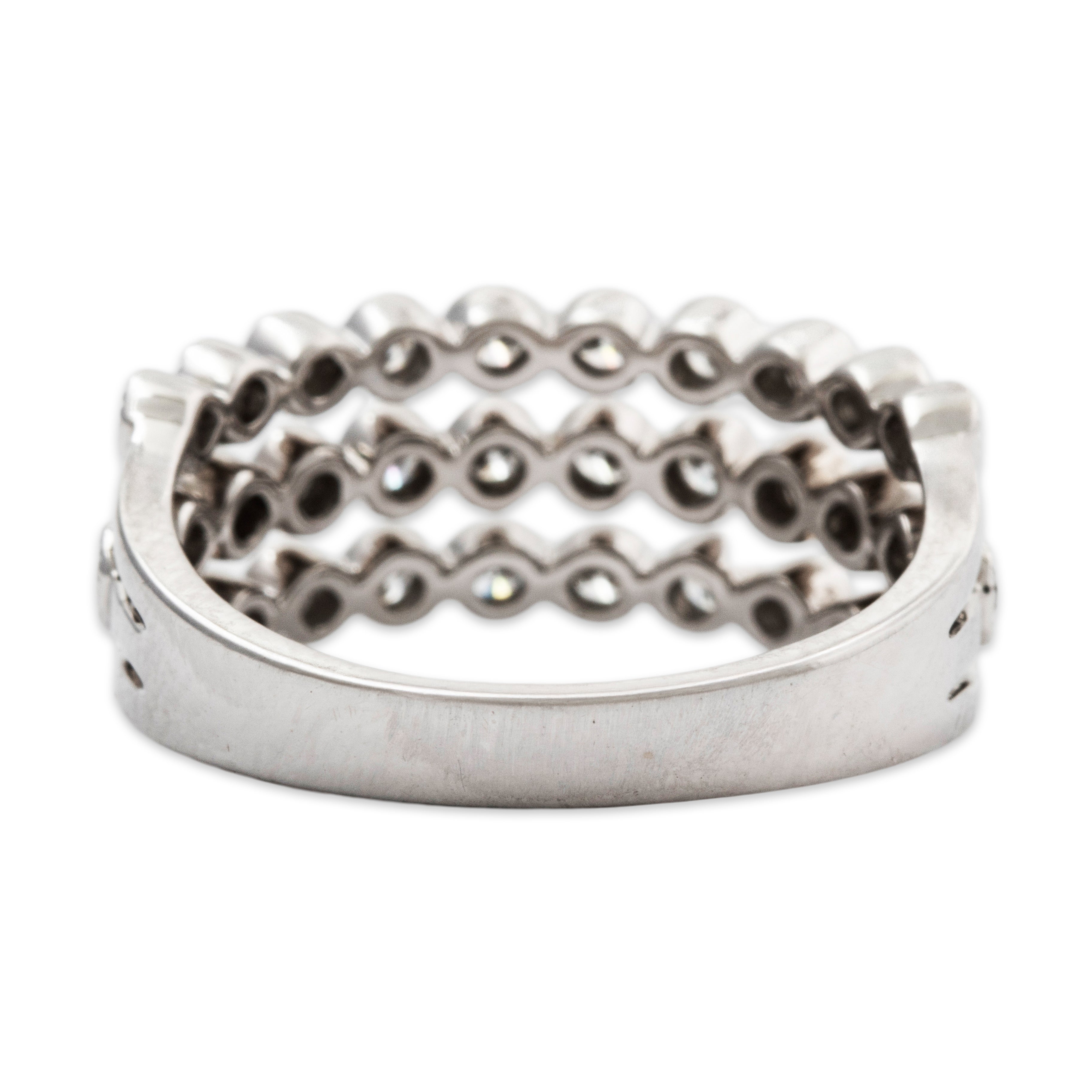 Vintage 18k White Gold .71cttw Diamond Triple Band Ring 6.25、mySite、hinf8tx79