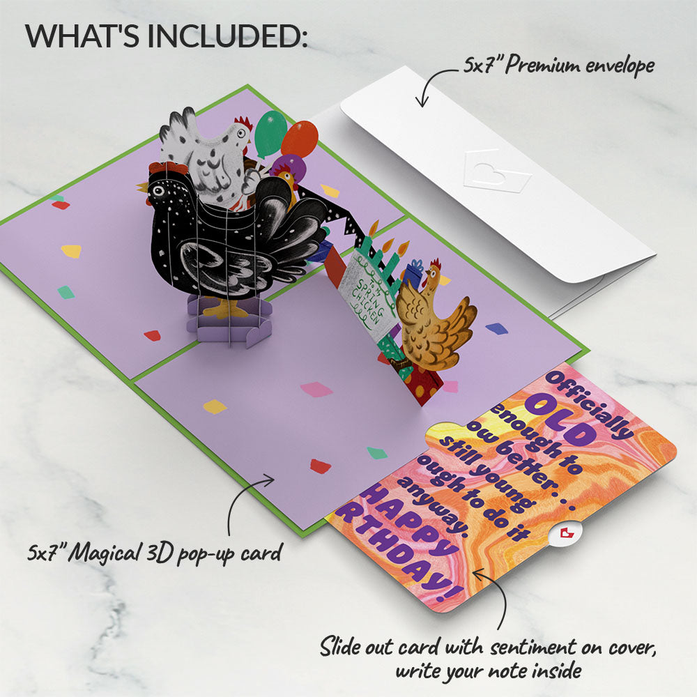 Happy Birthday To My Spring Chicken Pop-Up Card and Sentiment Set、mySite、solidvoid