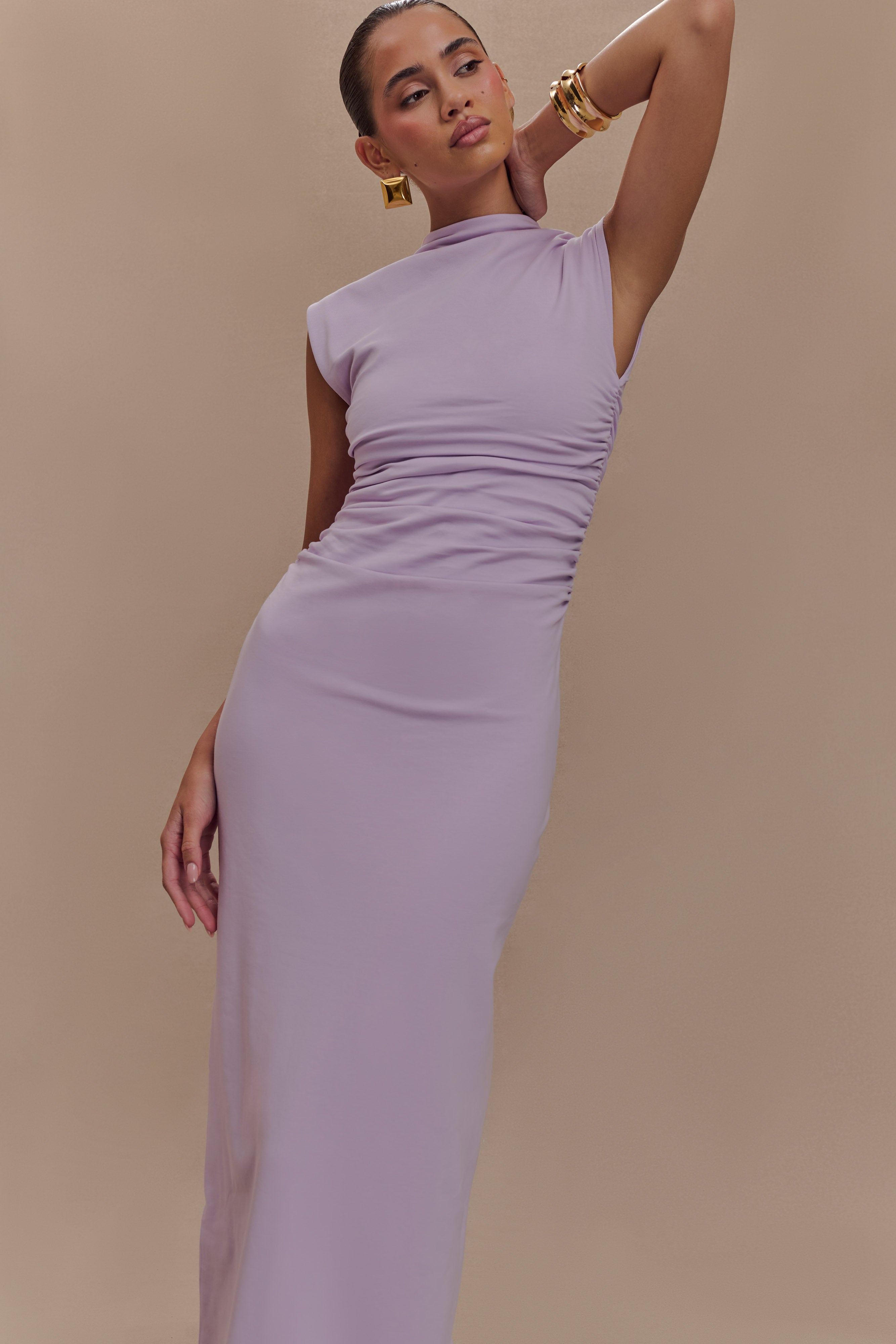 Elliot High Neck Sleeveless Maxi Dress - Lilac、mySite、solidvoid