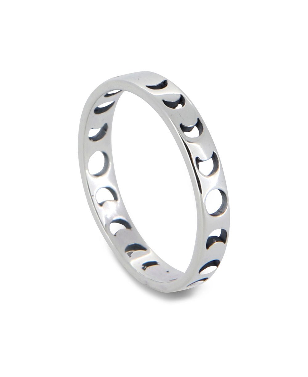 Moon Phase Sterling Silver Band Ring、mySite、topwebapps