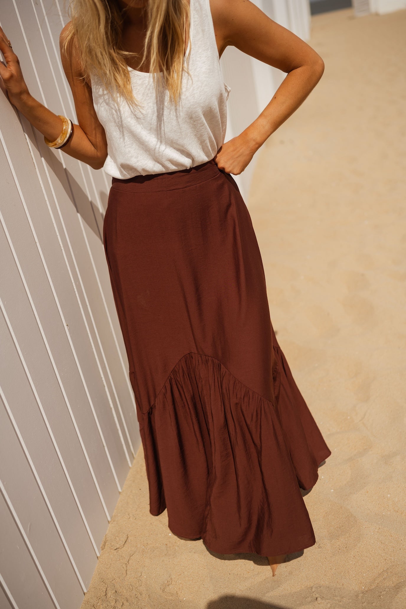 White pleated skirt