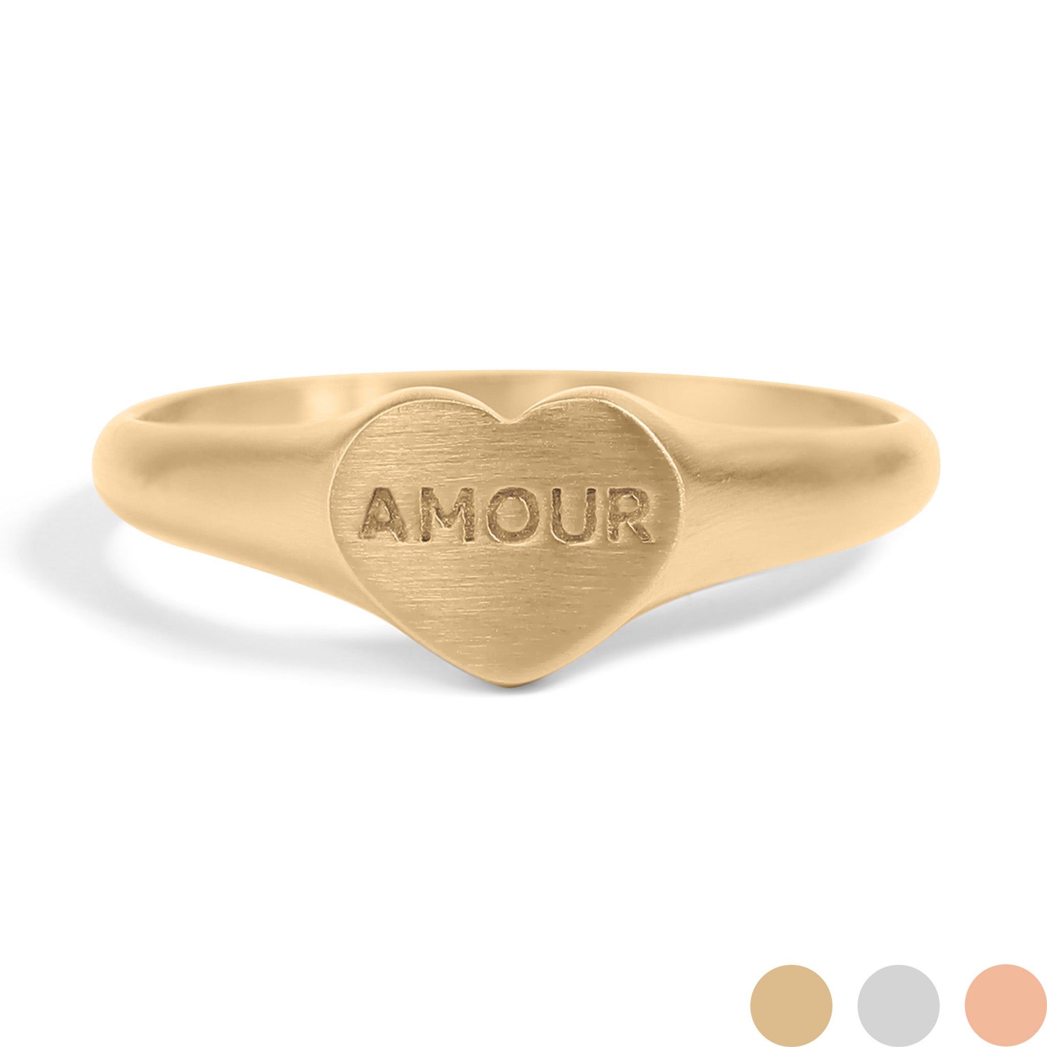 18K Gold PVD Stainless Steel Amour Heart Signet Ring / ESR0006、mySite、dreamappss