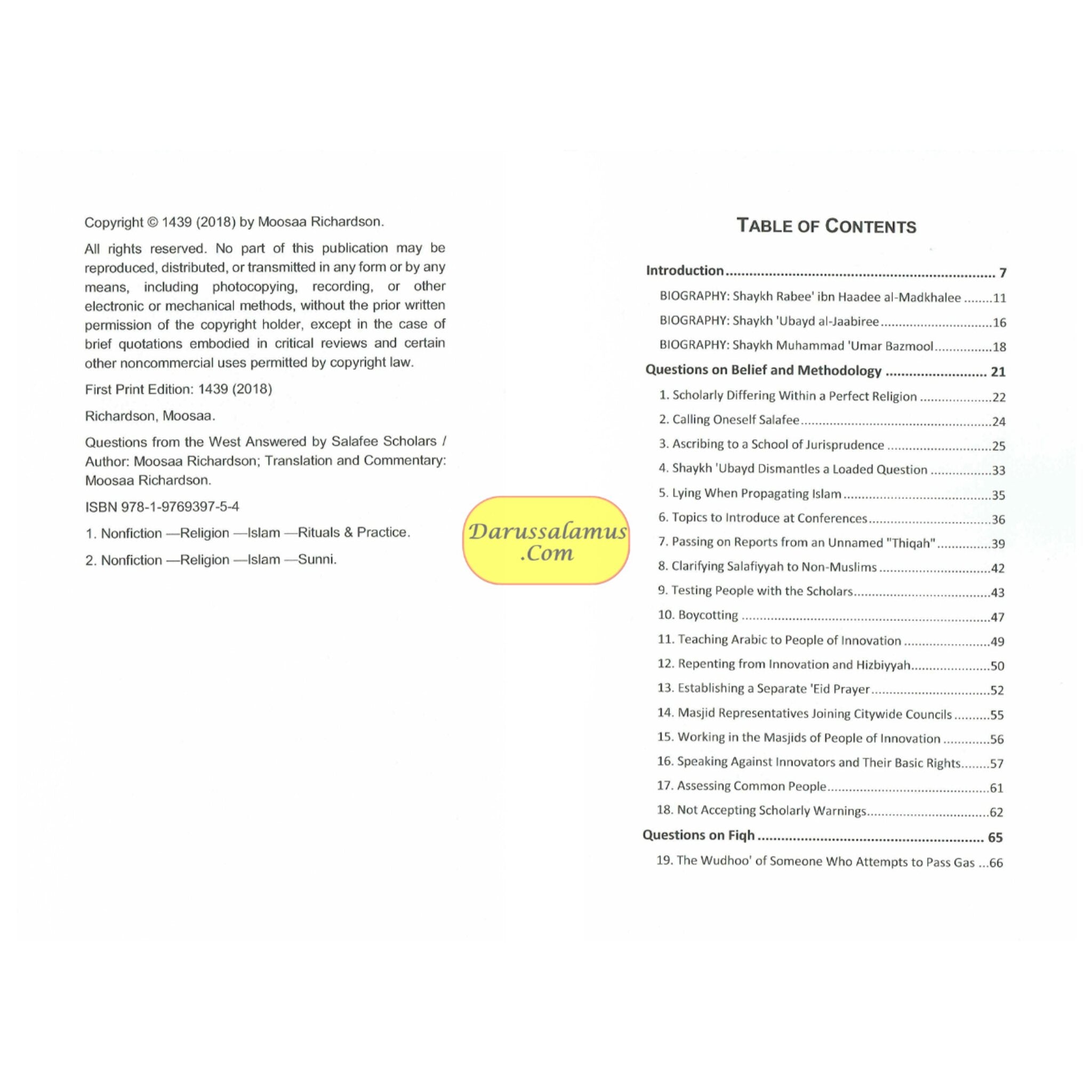 Questions From the West Answered by Salafee Scholars: Shaykh Rabee', Shaykh 'Ubayd, and Shaykh Muhammad Bazmool、mySite、topwebapps