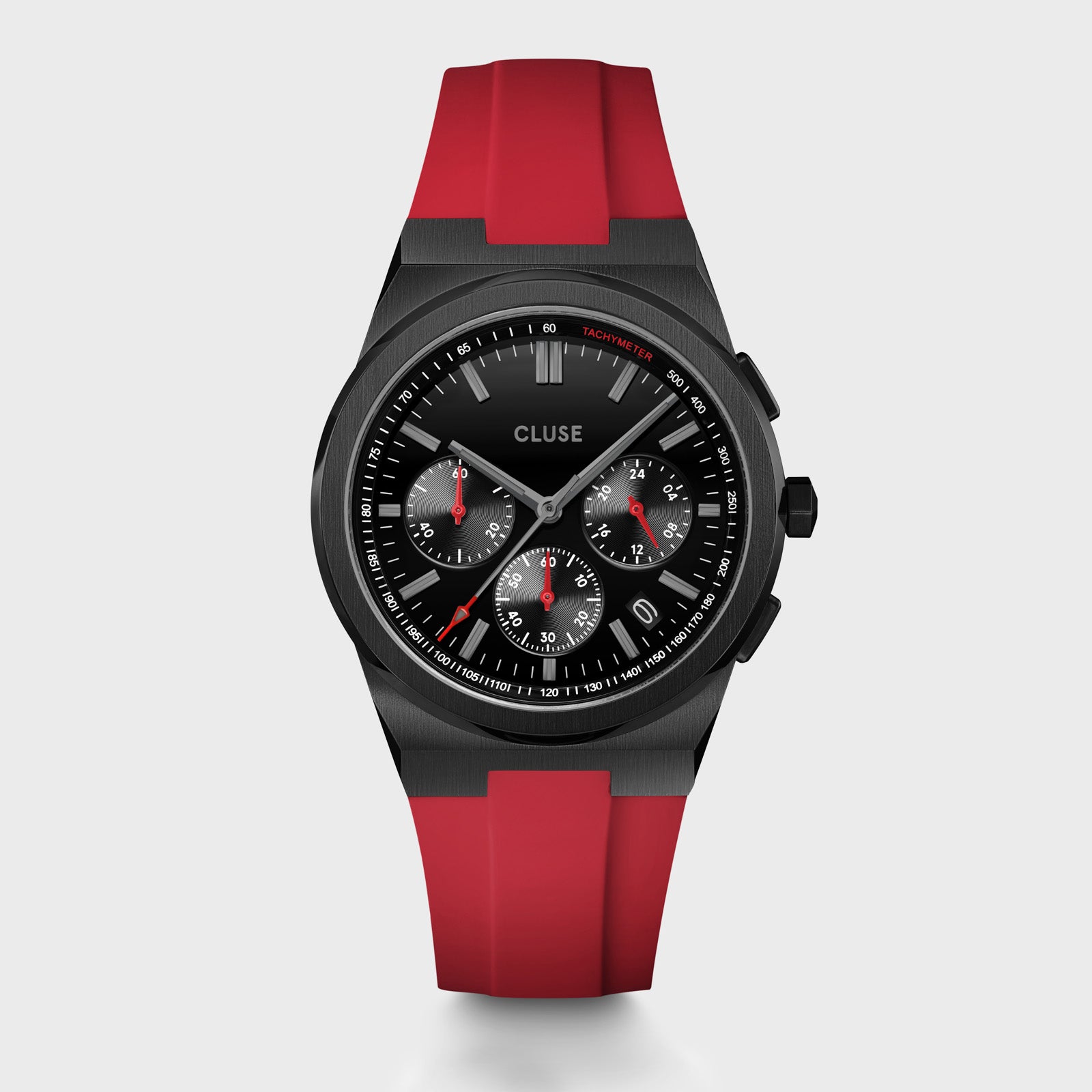 Vigoureux Chrono Watch Silicone Red, Black Colour、mySite、botmansion
