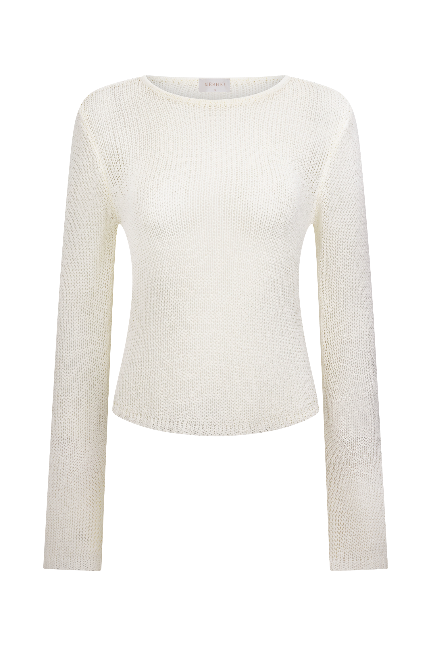 Isabella Long Sleeve Knit Top - White、mySite、solidvoid