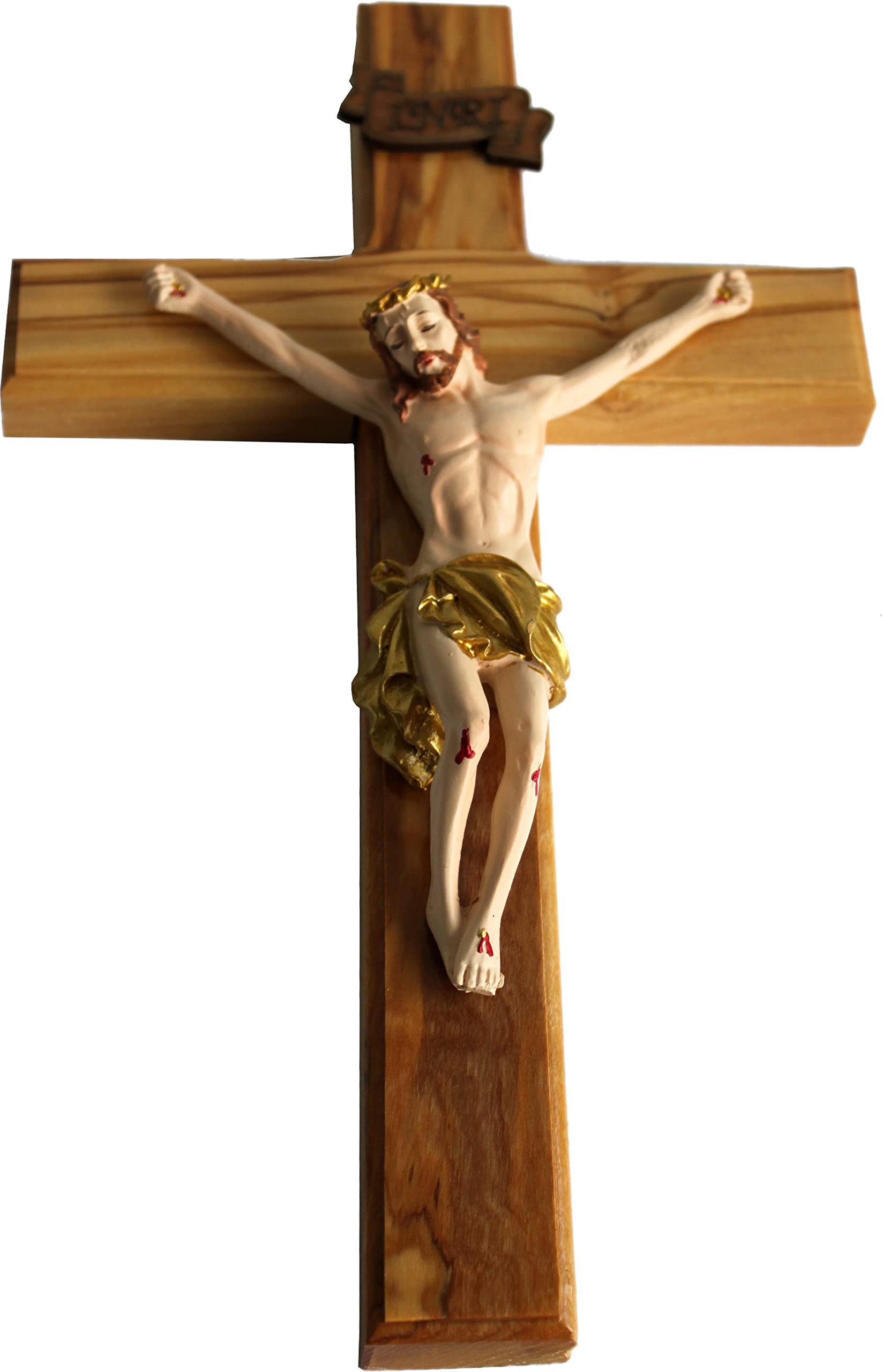 Holy Land Market Olive wood Cross from Bethlehem with a Certificate and Lord prayer card (10 Inch With Resin Crucifix)、mySite、topwebapps