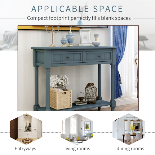 TREXM Daisy Series Console Table Traditional Design with Two Drawers and Bottom Shelf (Espresso)、、casual