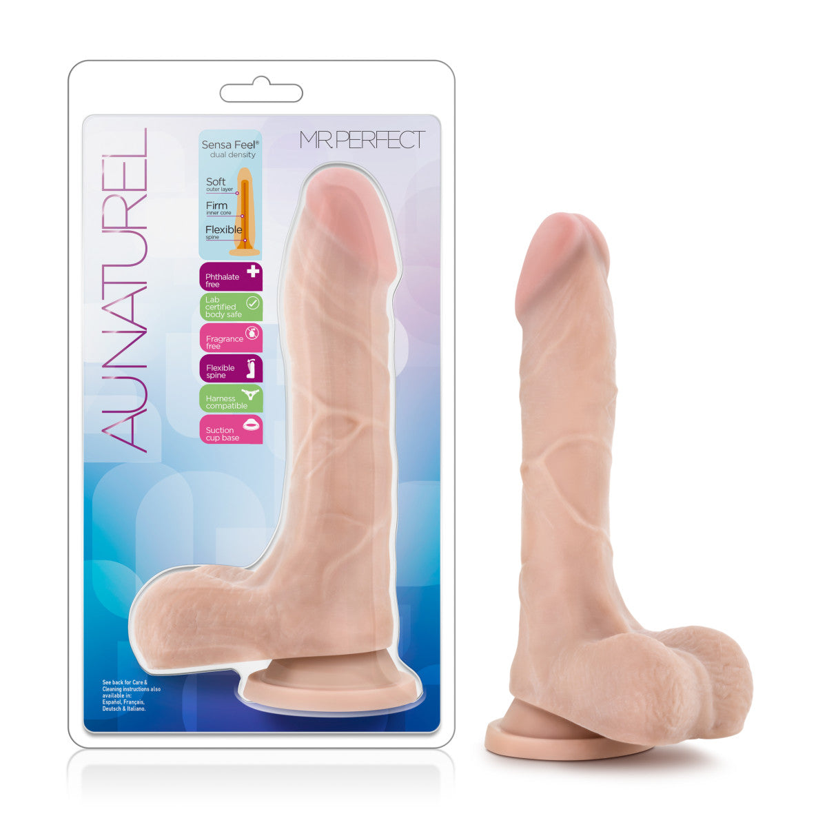Au Naturel By Blush® | Mister Perfect Realistic Beige 8.5-Inch Long Dildo With Balls & Suction Cup Base、mySite、bottomscart