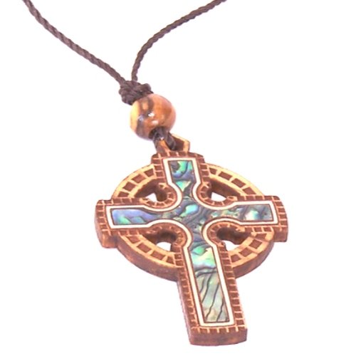Celtic Olive wood Crucifix with Mother of Pearls (60cm / 23.5 inches, Cross is 5cm or 2 inches)、mySite、topwebapps