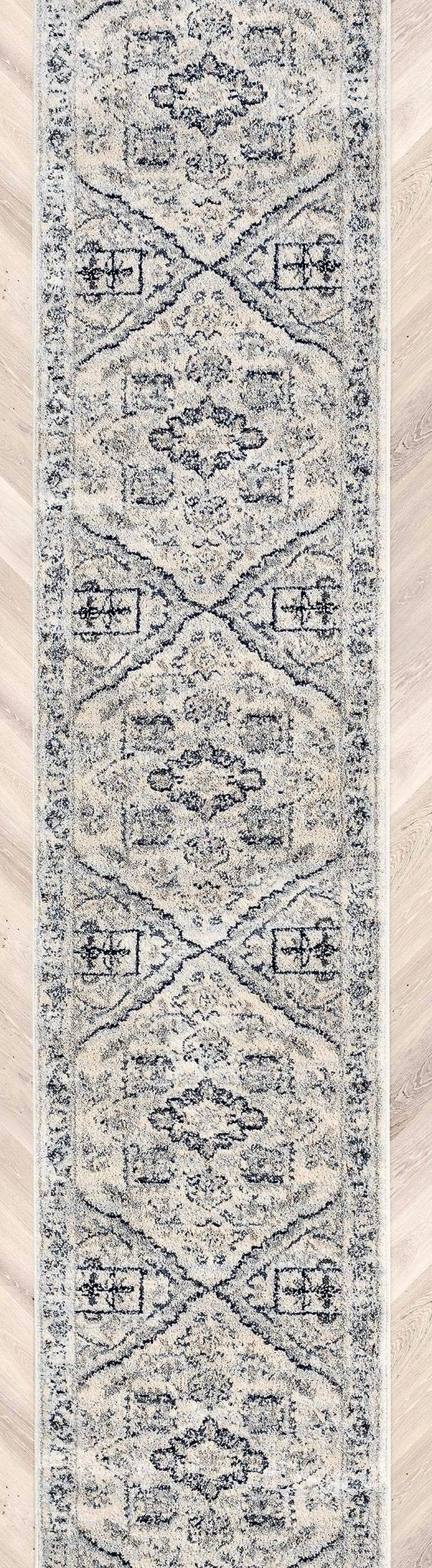 Custom Size Runner Camilla Farmhouse Medallion Ivory Blue Choose Your Width x Choose Your Length Hallway Runner Rug、mySite、gigharbornorthrealestate