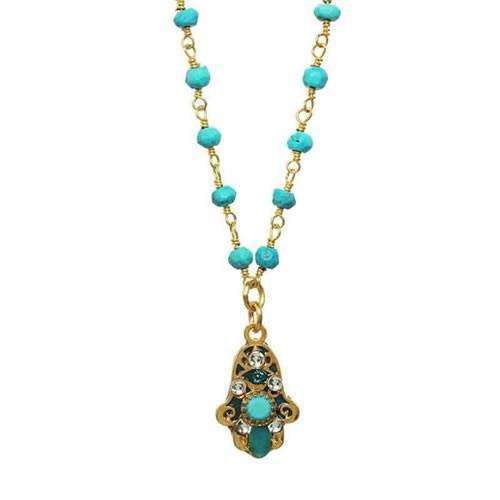 Michal Golan Tiny Turquoise Hamsa Necklace、mySite、topwebapps