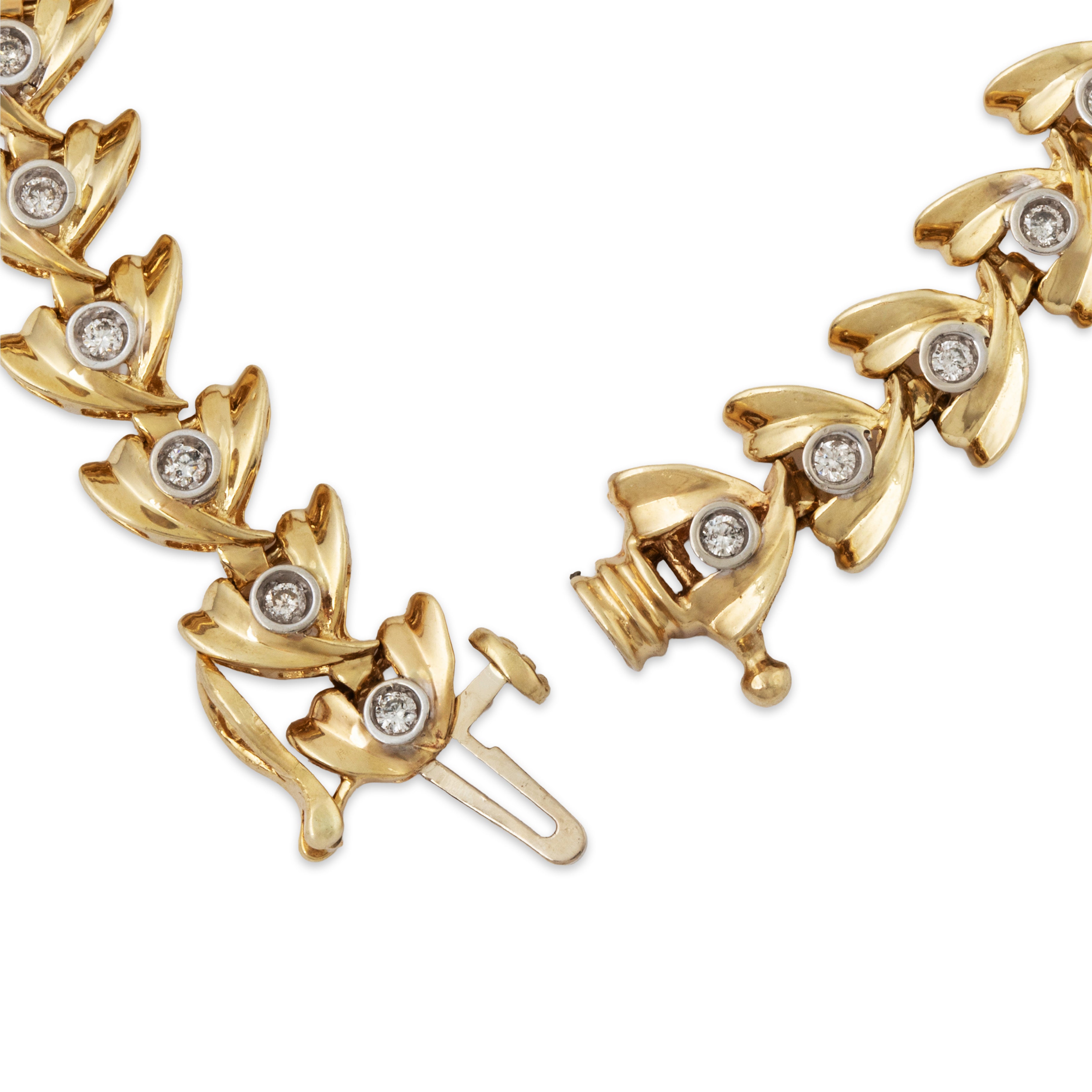 Vintage 14k Yellow Gold .434cttw Diamond Fancy Link Tennis Bracelet 7、mySite、hinf8tx79