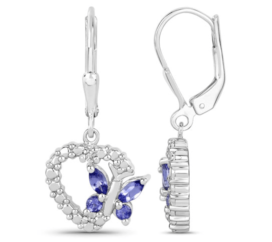 Butterfly and Heart Earrings Genuine Gemstones 925 Sterling Silver、mySite、g9winljtr