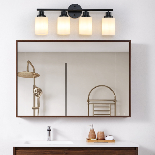 52" Modern 8-Light Vanity Wall Sconce, Golden Finish with Frosted Glass Shades for Bathroom or Hallway Lighting (No Bulbs)、、eastwooduniform