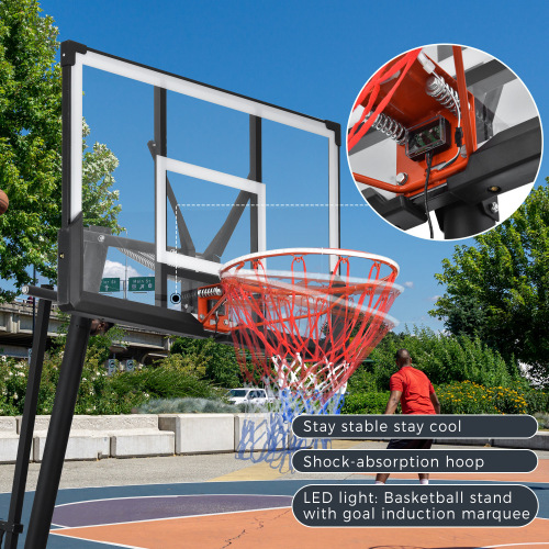 Portable Basketball Hoop Basketball System 8-10ft Height Adjustable for Youth Adults LED Basketball Hoop Lights, Colorful lights, Waterproof,Super Bright to Play at Night Outdoors,Good Gift for Kids、、xpatfood