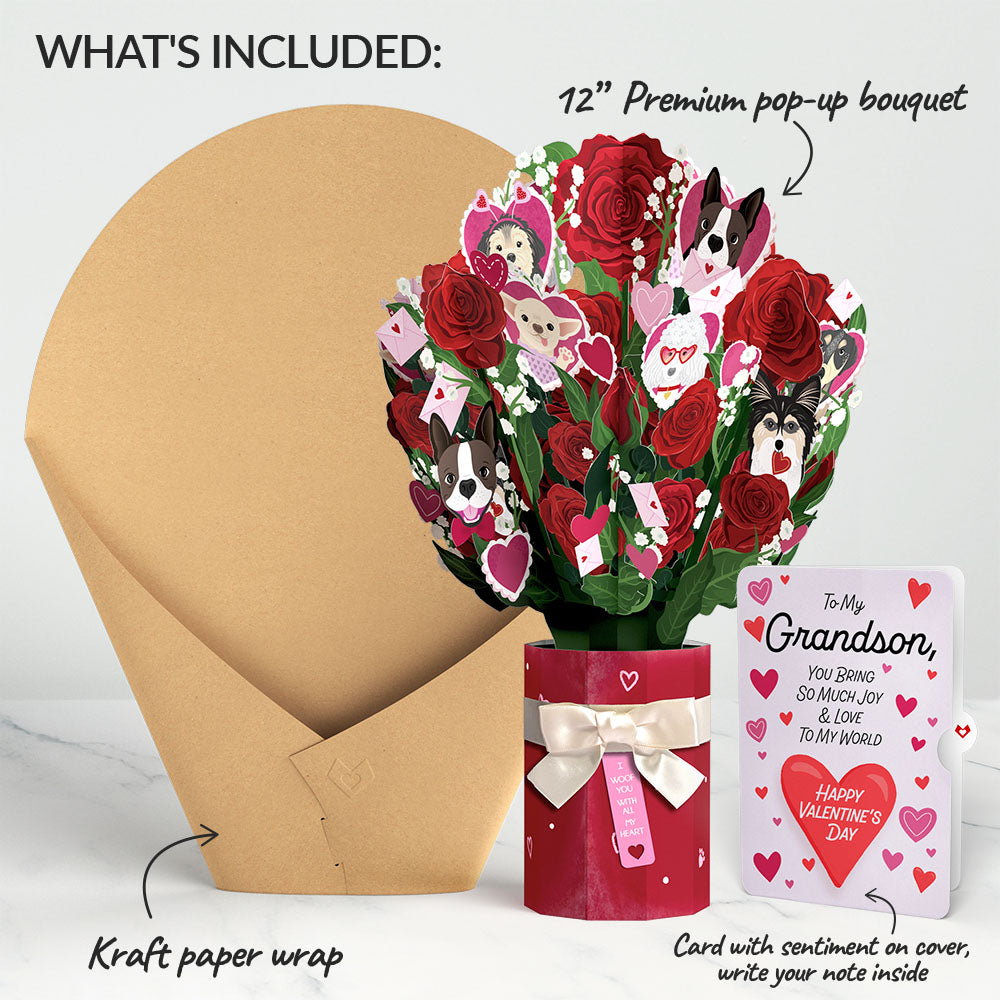 I Woof You Dog Valentine Bouquet and Sentiment Set for Grandson、mySite、solidvoid
