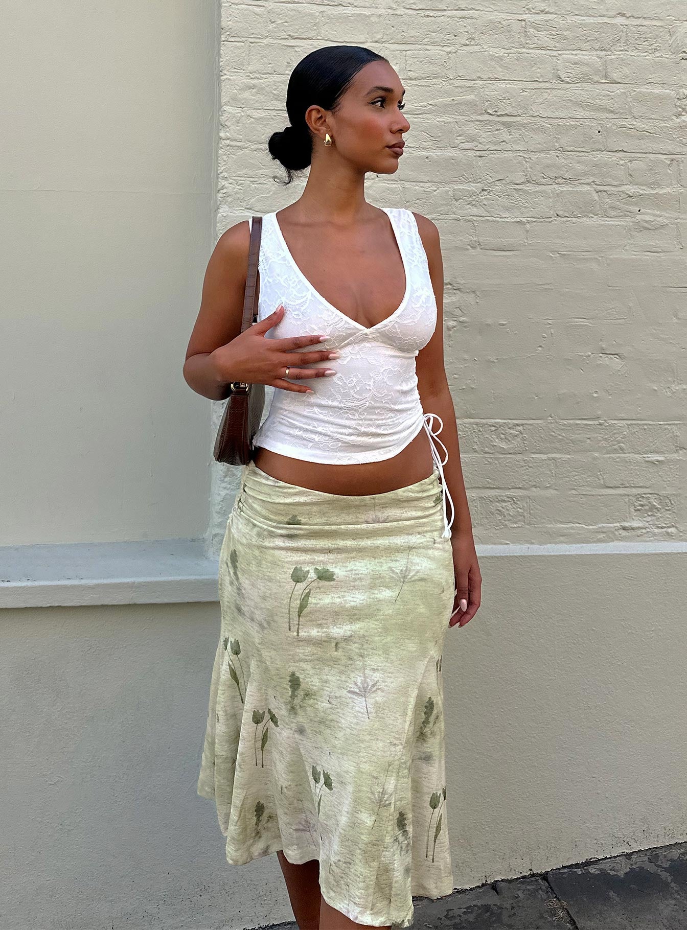 Lewish Low Rise Midi Skirt Green Floral、mySite、solidvoid