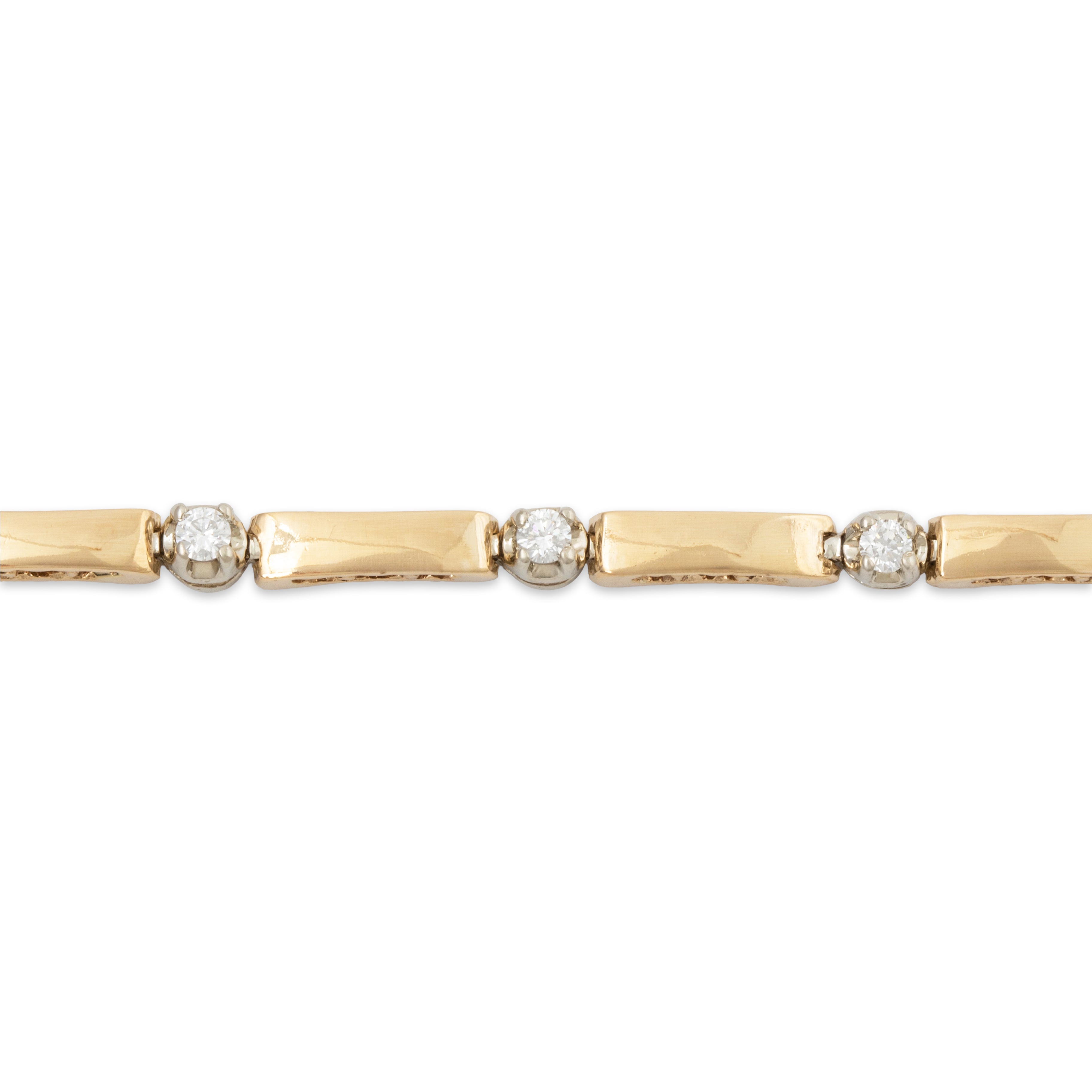 Vintage 14k Yellow Gold .528cttw Diamond Gleaming Line Bracelet 6.75、mySite、hinf8tx79