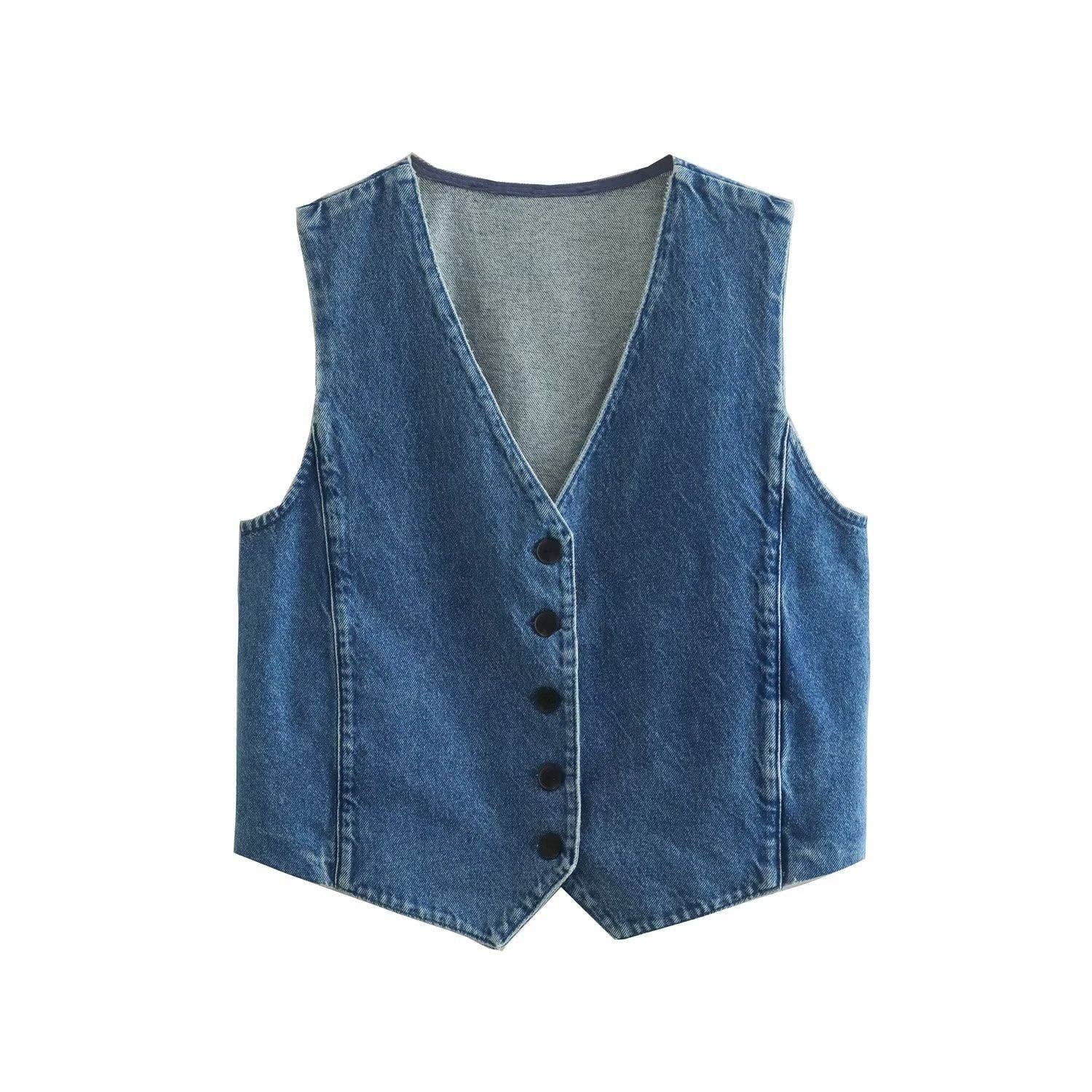 Kenzie’s Denim V-Neck Button Vest、mySite、garagedoors4me