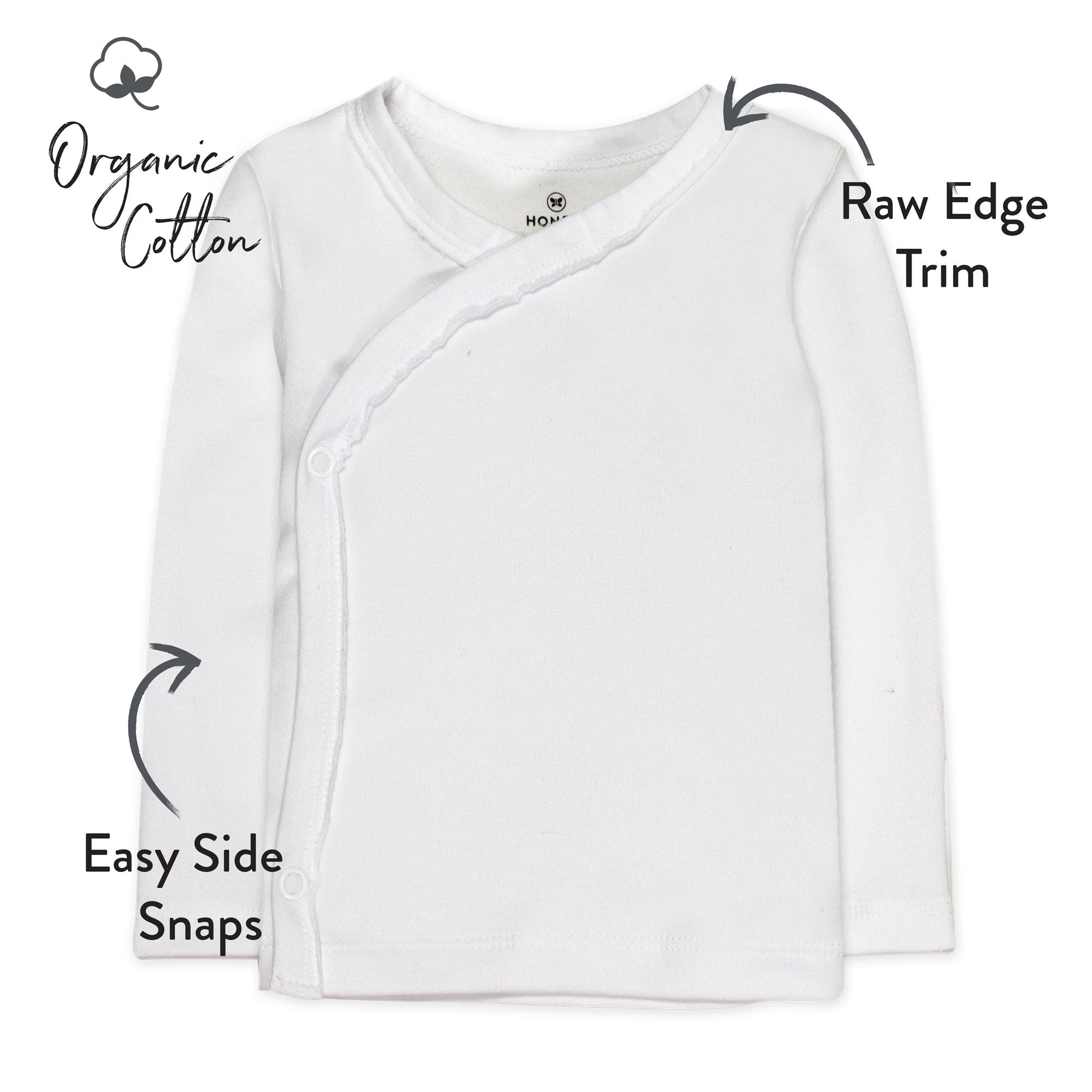  3-Pack Organic Cotton Long Sleeve Side-Snap Kimono Tops、mySite、layawaytickets