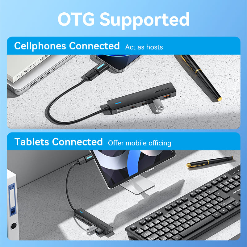 Vention 5-in-1 USB 3.2 Gen 2 Hub、mySite、fannypackpong