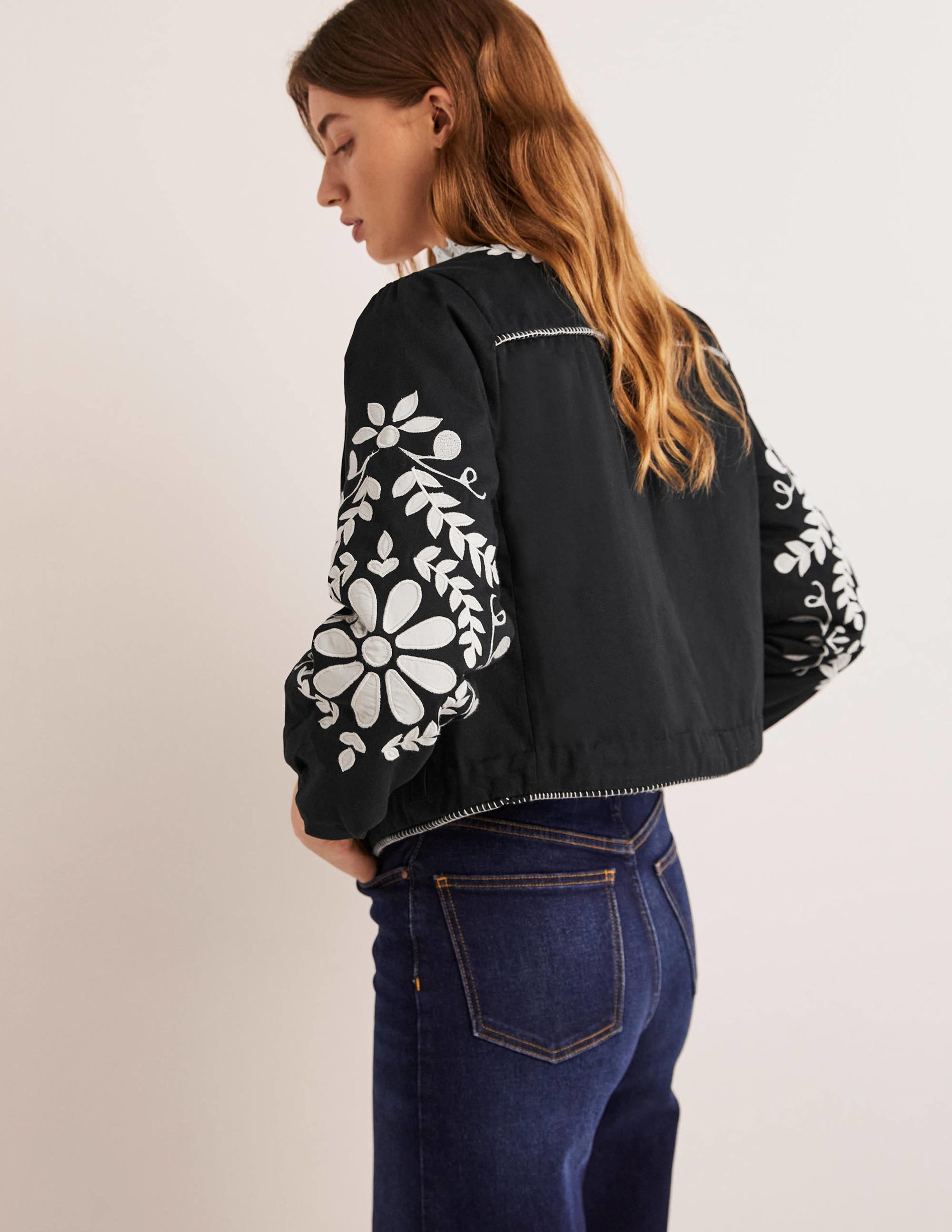  Embroidered Cropped Jacket-Black with Taupe、mySite、ashleygrahame