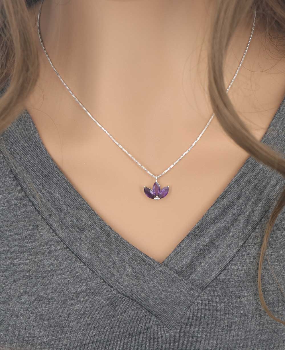 Dainty Lotus Birthstone Sterling Silver Necklace、mySite、topwebapps
