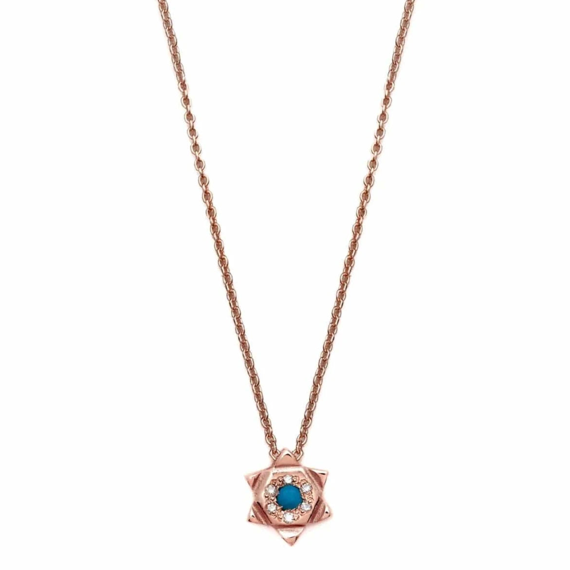 Turquoise Diamond Star of David Necklace by Elisa Solomon - 14k Rose Gold、mySite、topwebapps