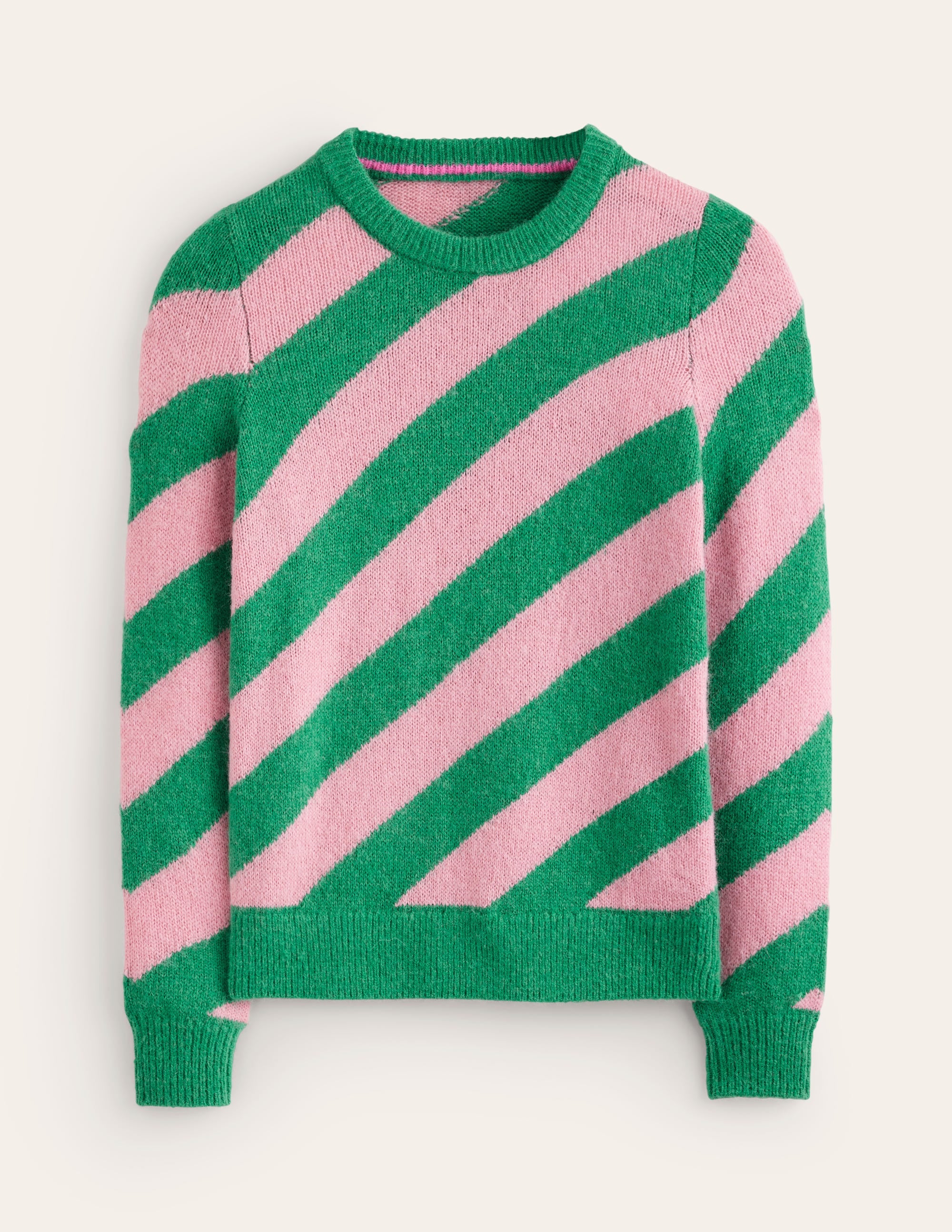  Fluffy Diagonal Stripe Jumper-Party Pink, Rich Emerald Green、mySite、ashleygrahame