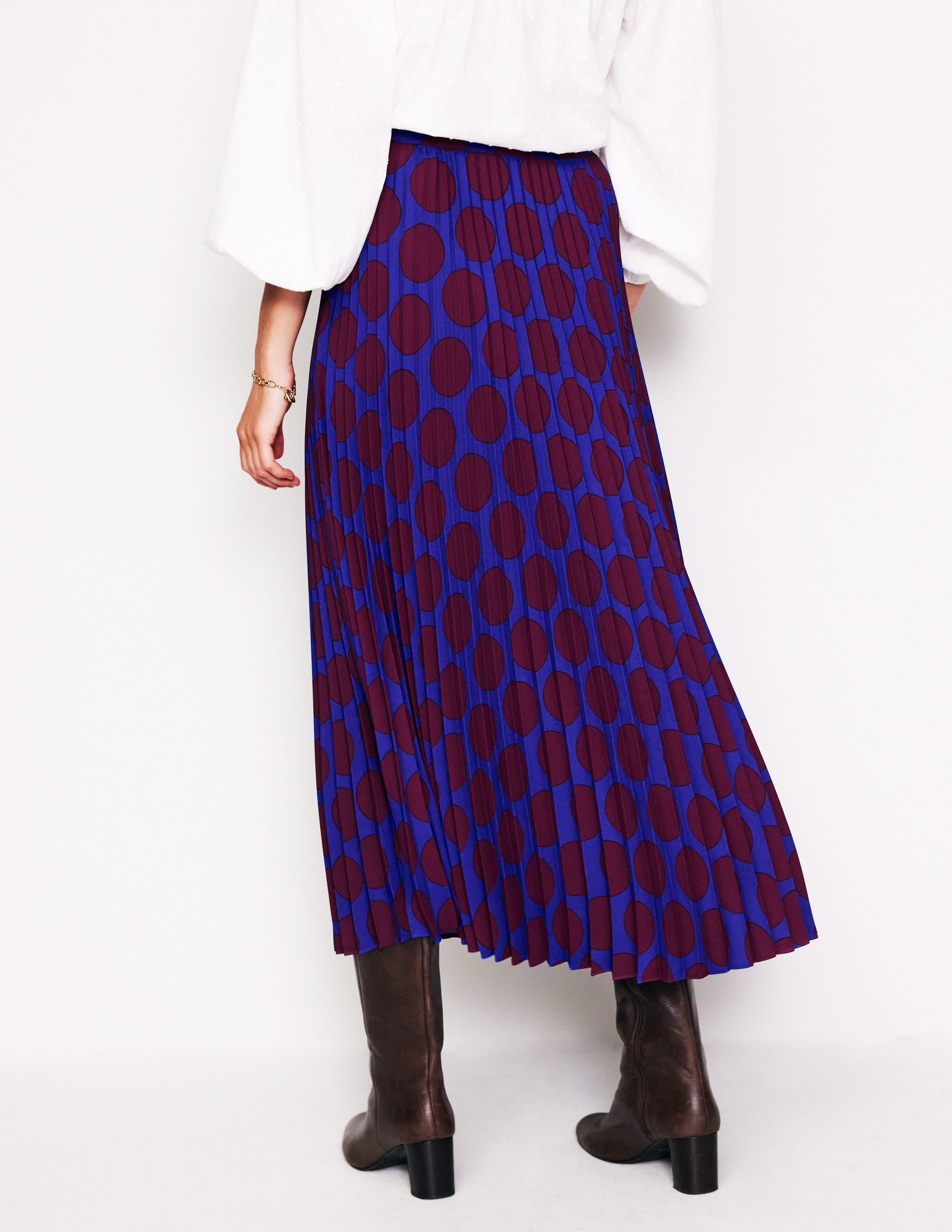  Camilla Pleated Midi Skirt-Chestnut, Large Spot、mySite、ashleygrahame