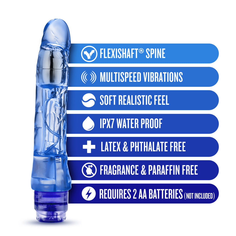 Naturally Yours By Blush® | Mambo Vibe Realistic Curved Blue 9-Inch Long Vibrating Dildo、mySite、bottomscart