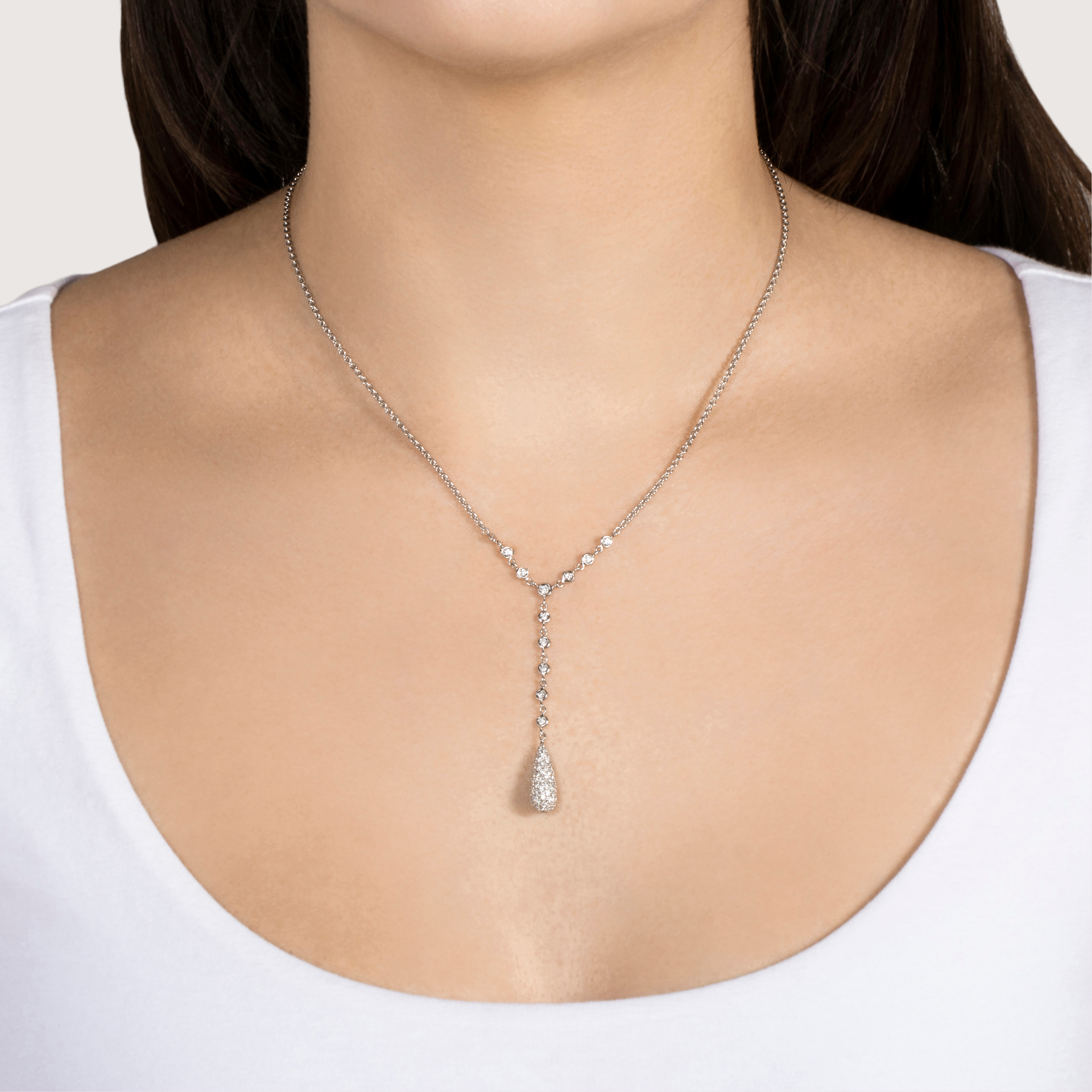 Vintage 18k White Gold 1.31cttw Diamond Sparkling Statement Necklace 18、mySite、hinf8tx79