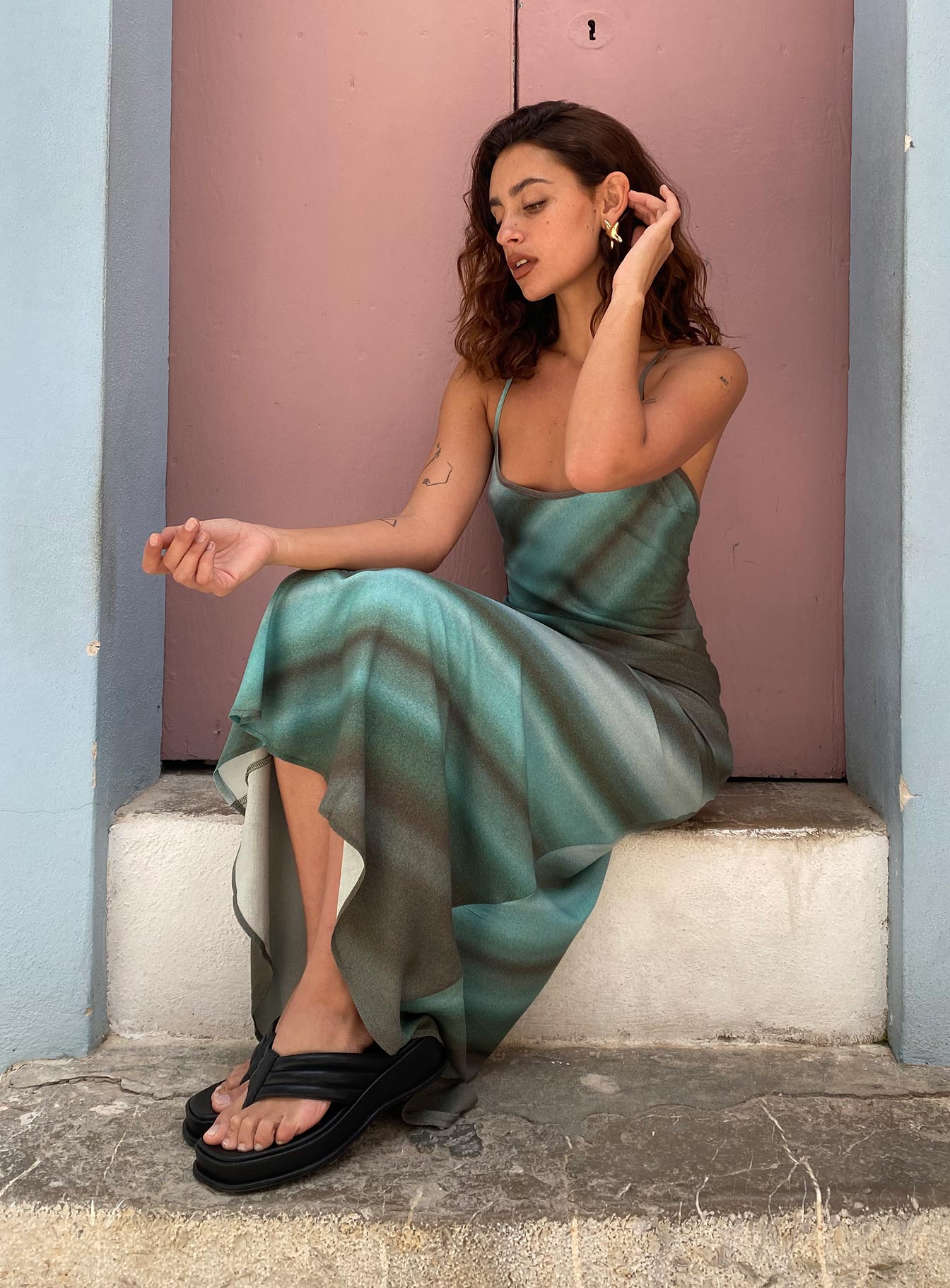 Otillie Maxi Dress Blue Multi、mySite、solidvoid