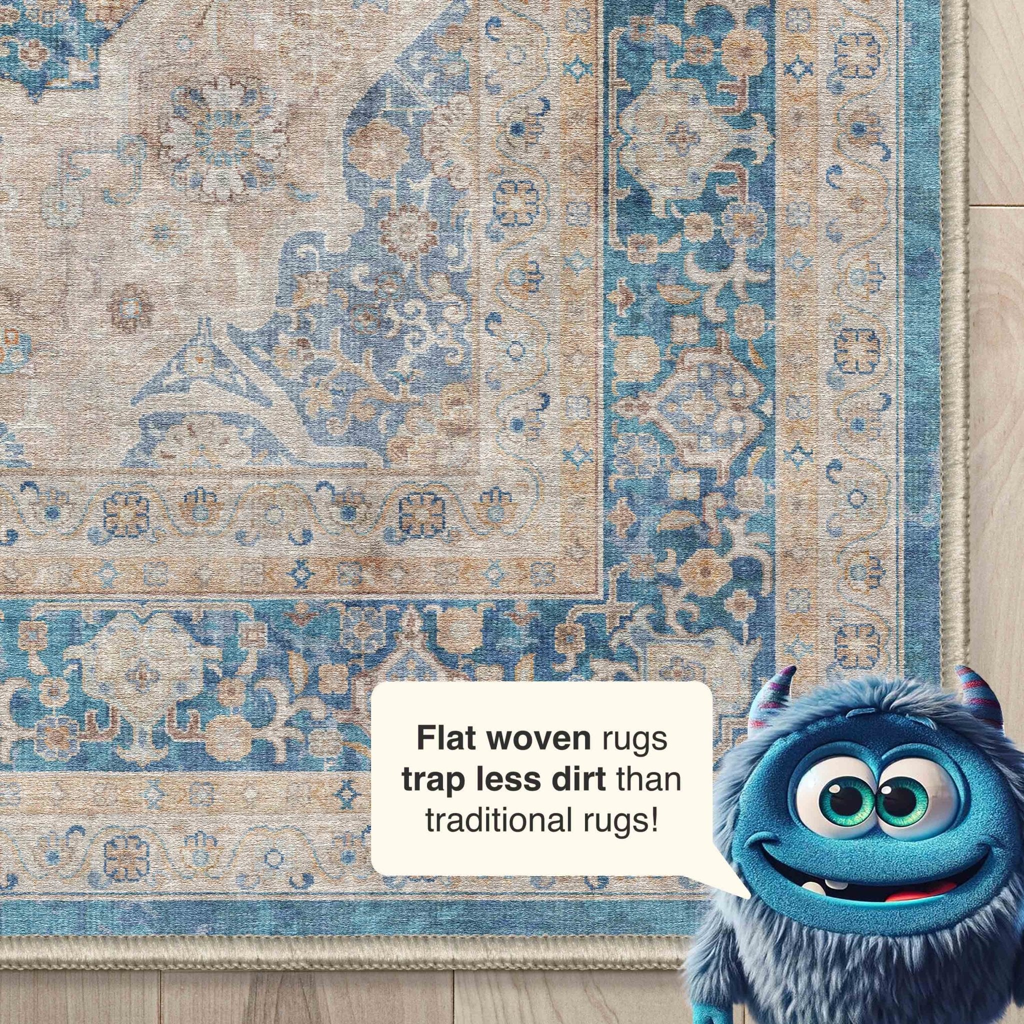 Asha 2-in-1 Lilith Vintage Oriental Kilim Rug + Rug Pad Included、mySite、gigharbornorthrealestate