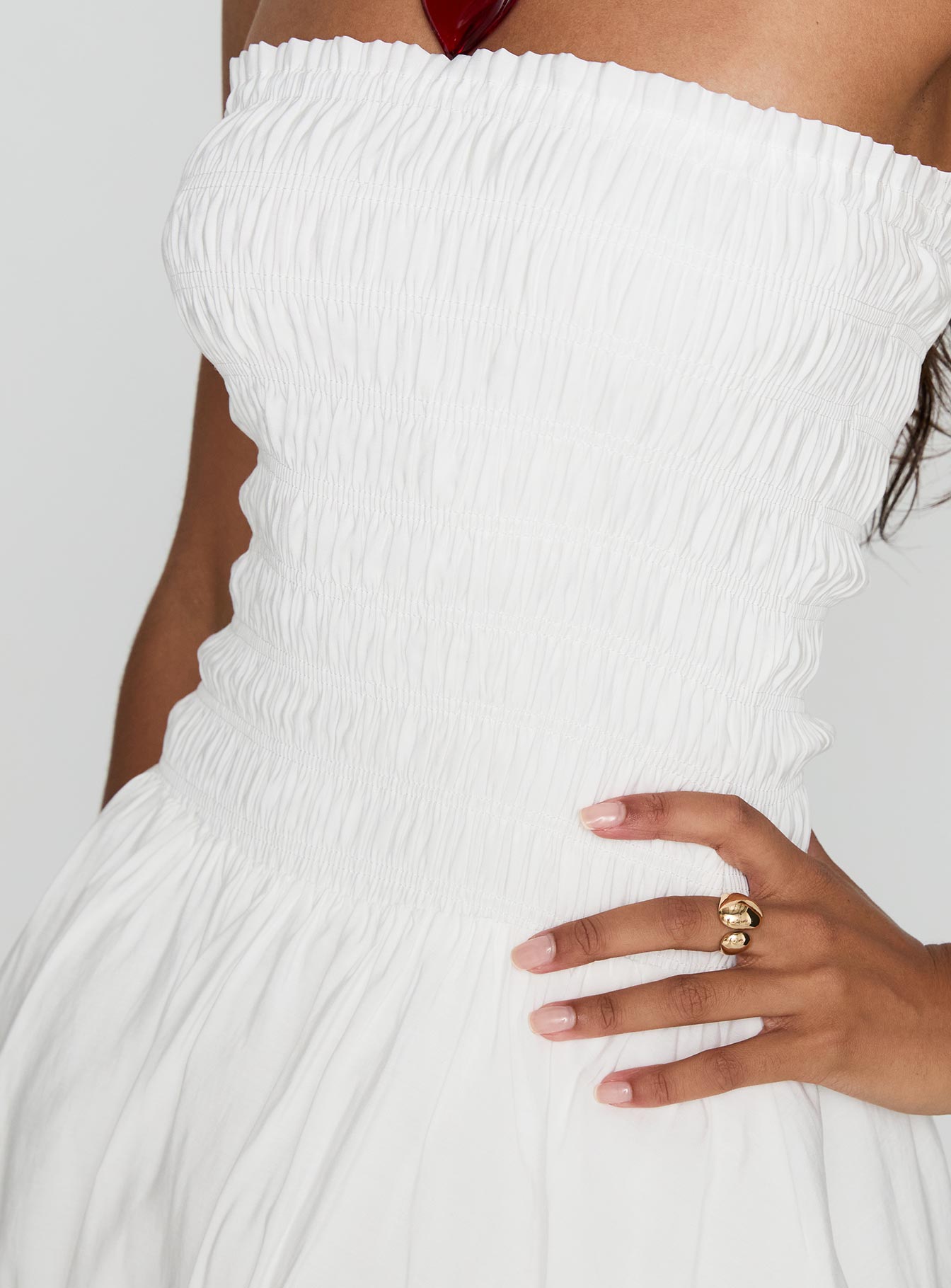 Anemone Bubble Hem Mini Dress White、mySite、solidvoid