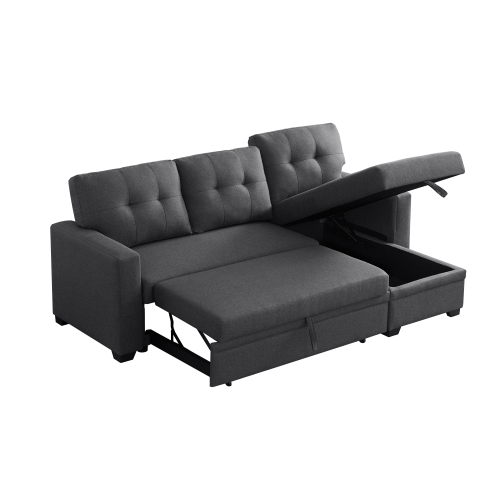 Upholstered Pull out Sectional Sofa with Chaise、、casual