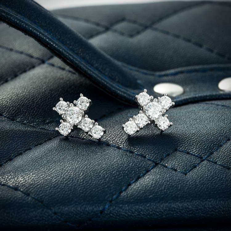 10MM Moissanite Cross Earrings 14K Gold、mySite、hinf8tx79