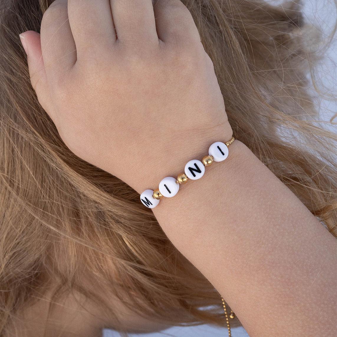 18K Gold PVD Stainless Steel Mini Adjustable Beaded Bracelet / BRJ1055、mySite、dreamappss