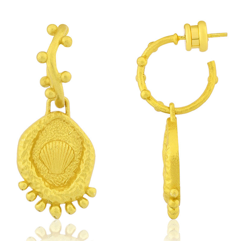 Wavy Shell Hoop Earrings | 14K Gold Plated、mySite、camillekostekn