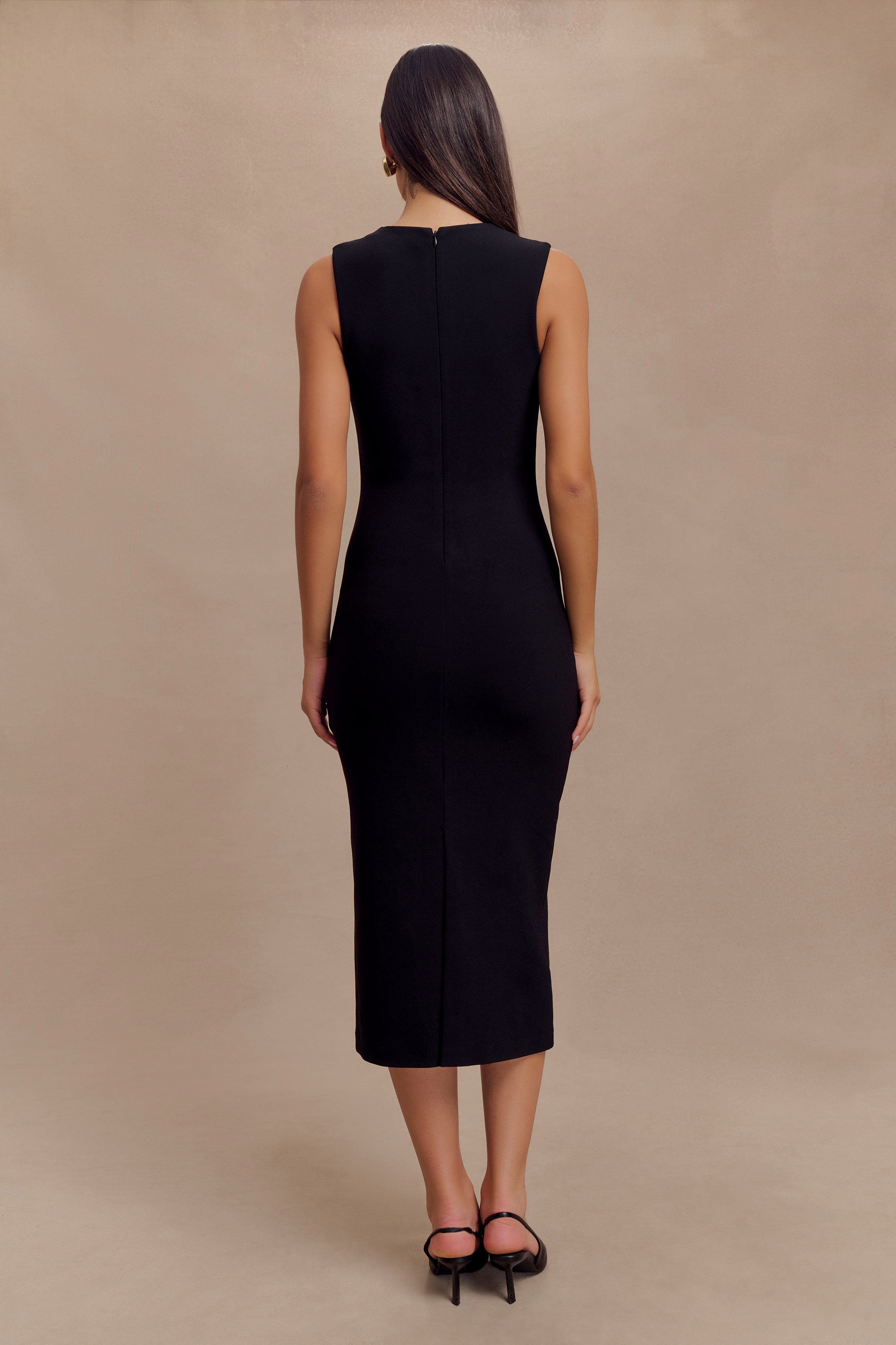 Frida Crepe Midi Dress - Black、mySite、solidvoid