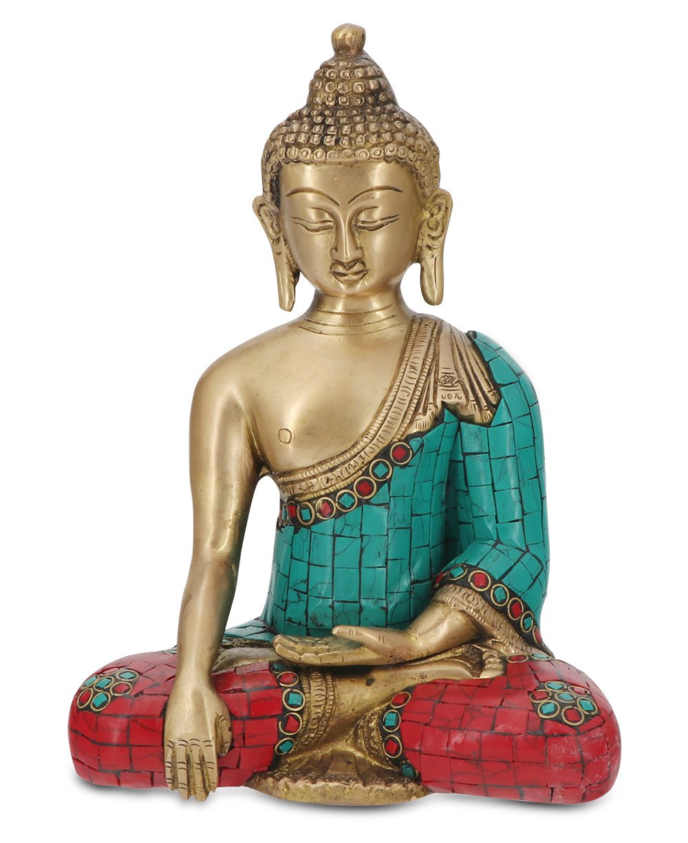 Brass Shakyamuni Buddha Statue with Colorful Detailing、mySite、topwebapps