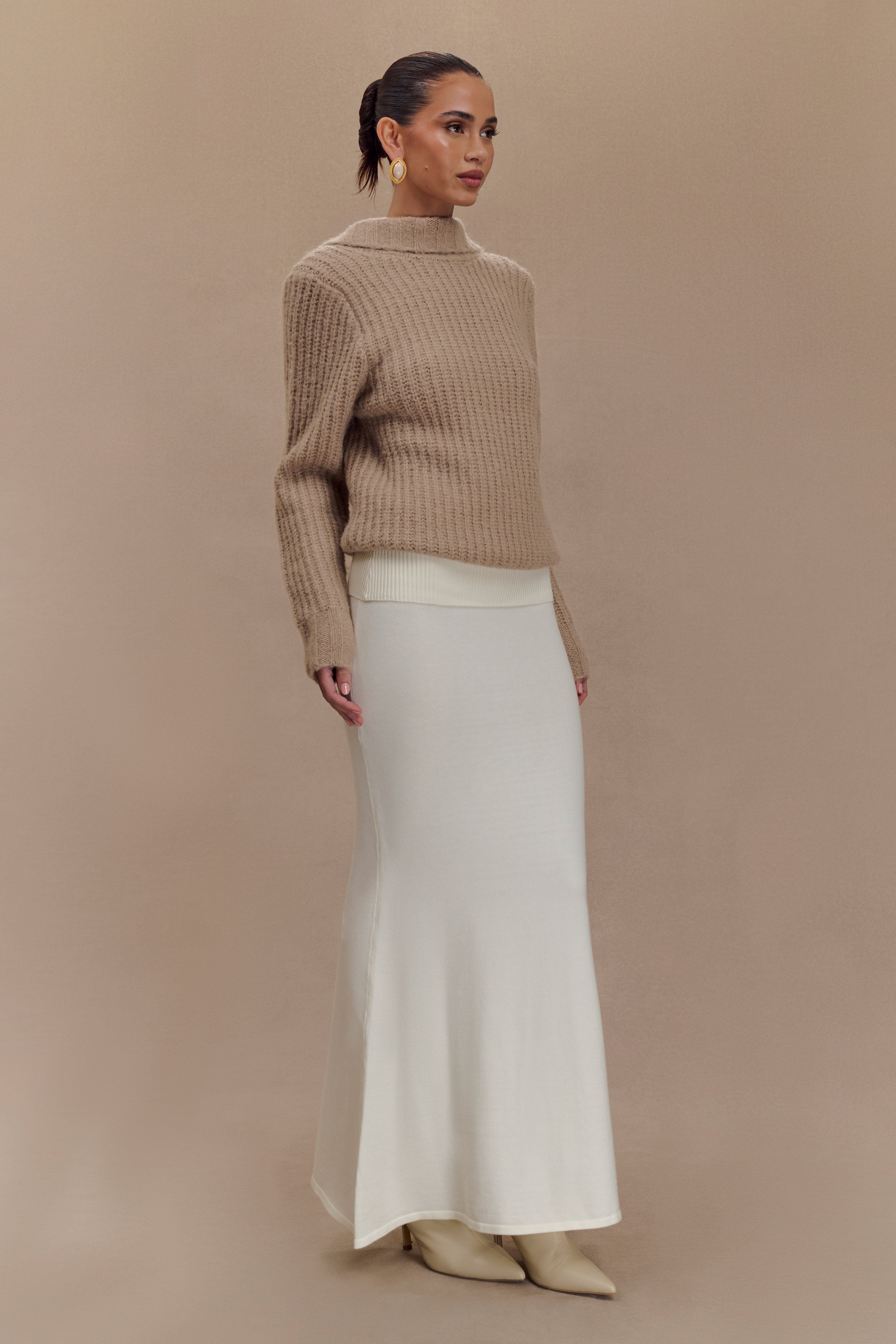 Candice Oversized Low Back Knit Jumper - Stone Marle、mySite、solidvoid