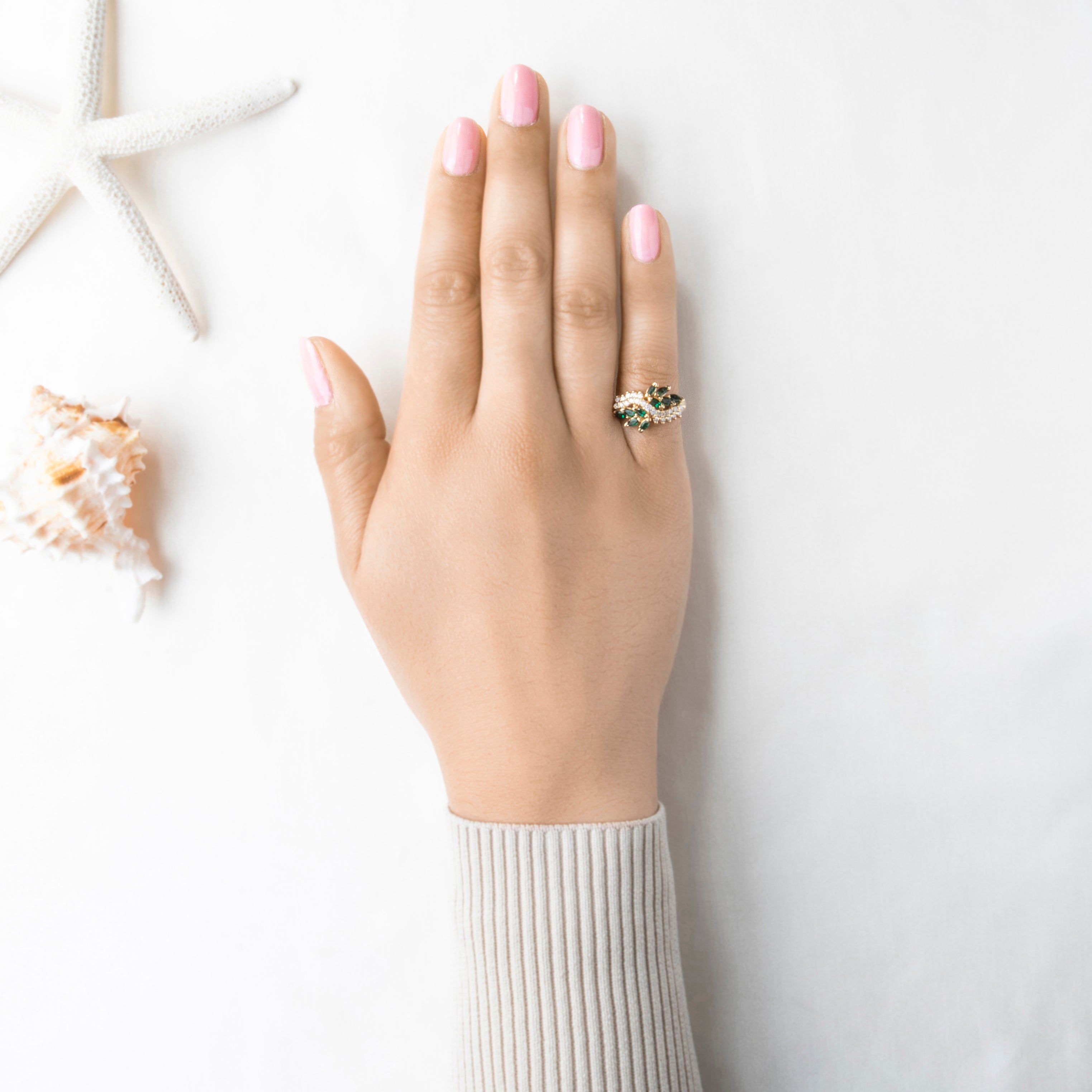 Vintage 14k Yellow Gold .7cttw Emerald Diamond Dramatic Duo Ring 6.50、mySite、hinf8tx79