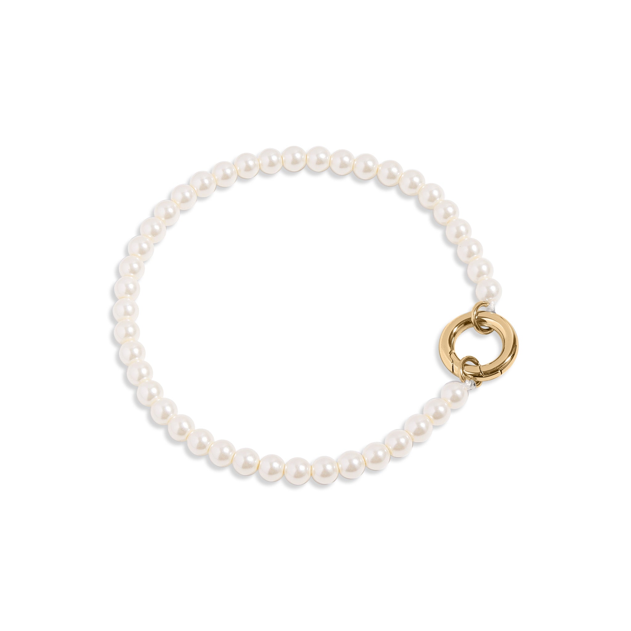 18K Gold PVD Stainless Steel Glass Pearl Charm Keeper Bracelet / SBB0337、mySite、dreamappss