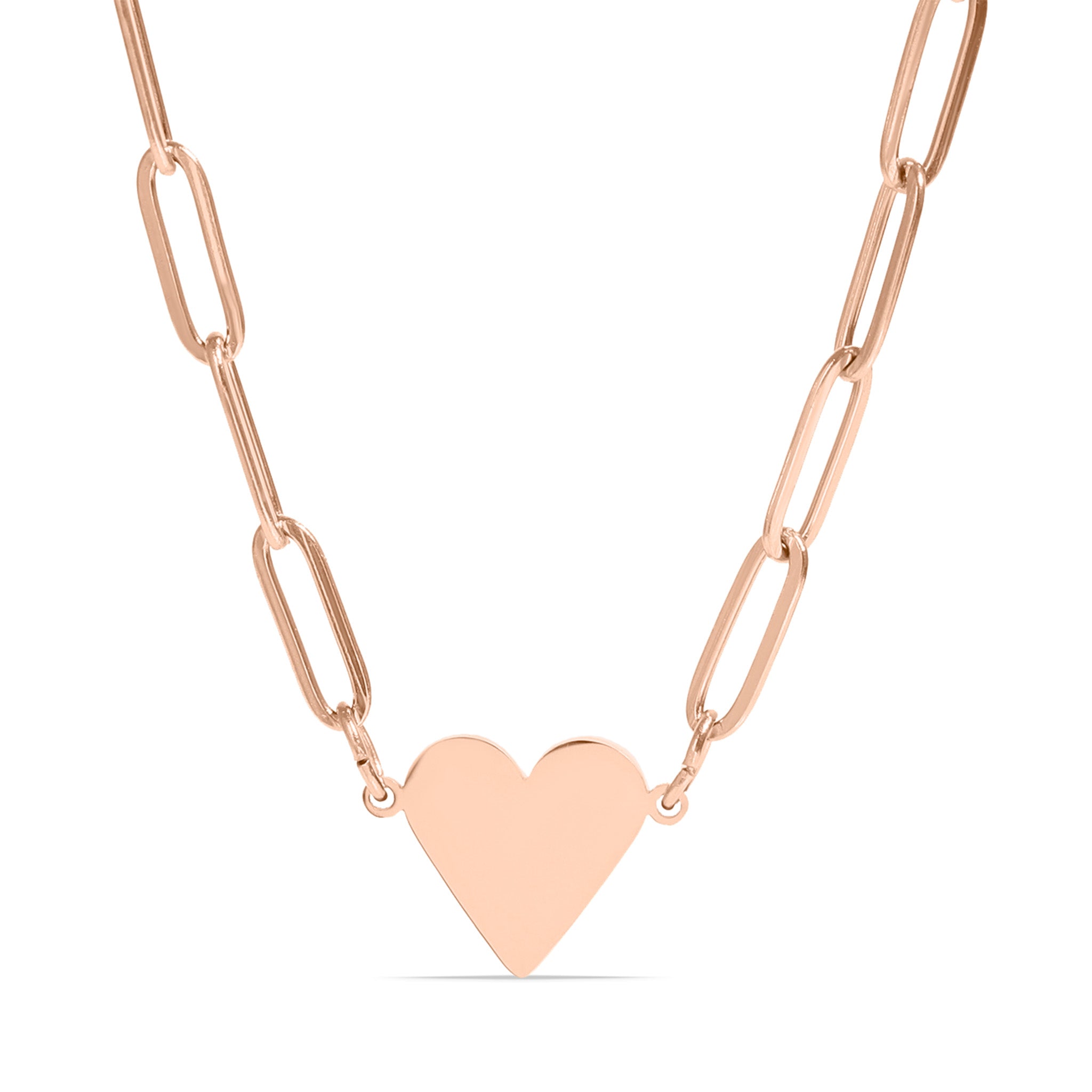 18K Gold PVD Stainless Steel Blank Heart Paperclip Necklace / SBB0304、mySite、dreamappss