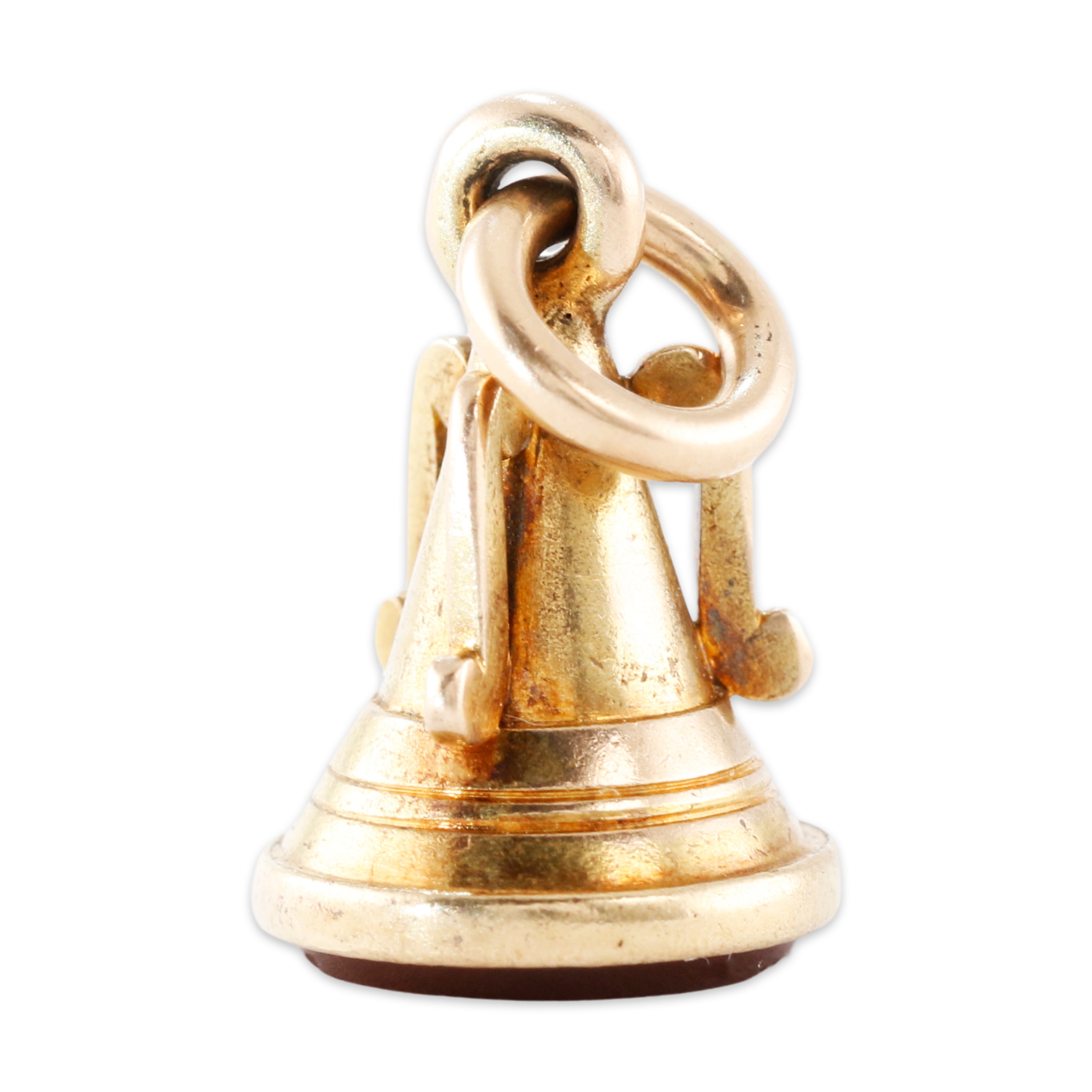 VICTORIAN ANTIQUE 15K YELLOW GOLD RED CARNELIAN ES MONO INTAGLIO FOB PENDANT、mySite、hinf8tx79