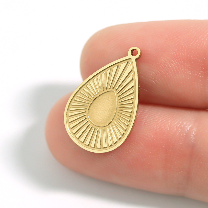 18K Gold PVD Stainless Steel Sunburst Teardrop Charm / PDL0003、mySite、dreamappss