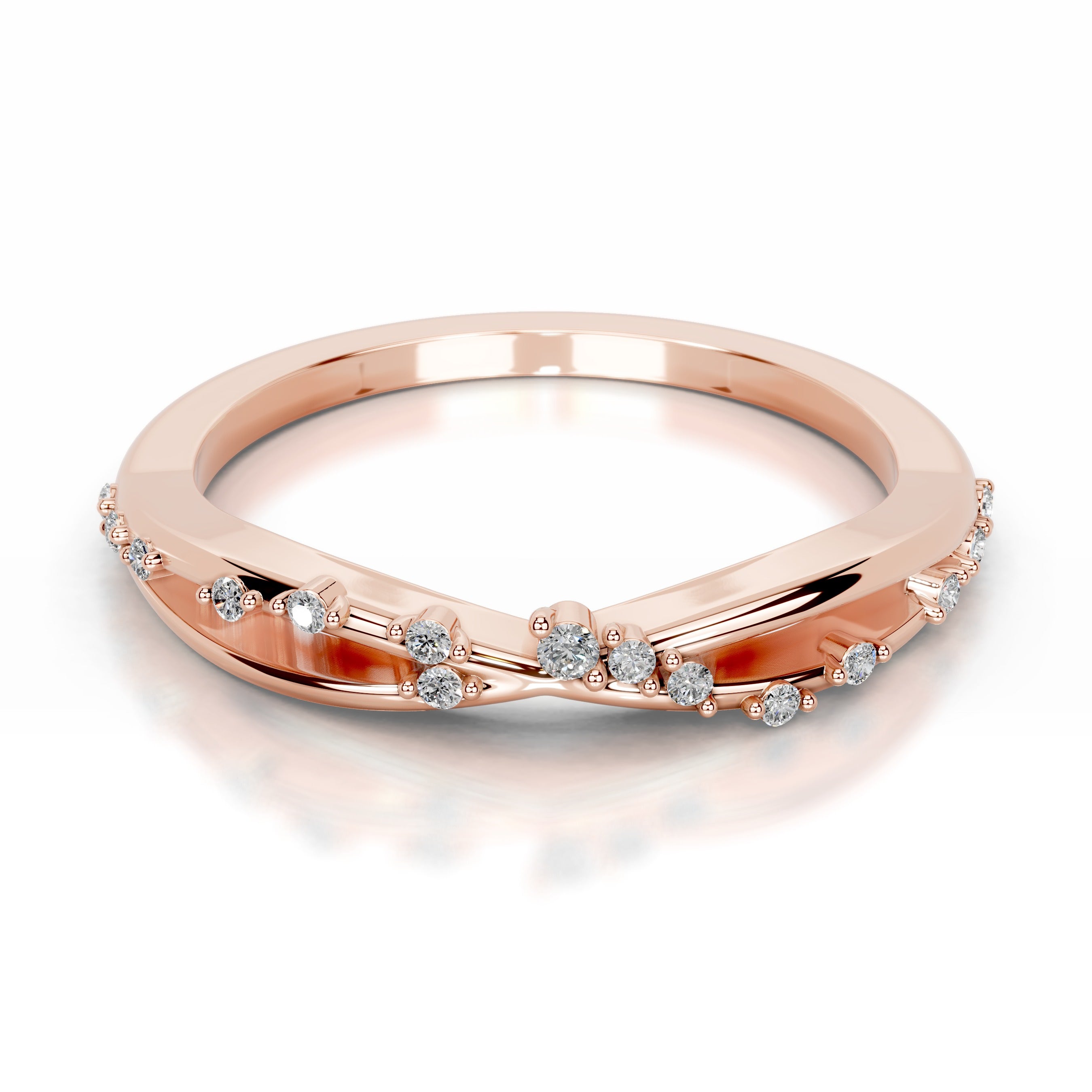 Ausha Lab Grown Diamond Wedding band - 14K Rose Gold、mySite、hinf8tx79